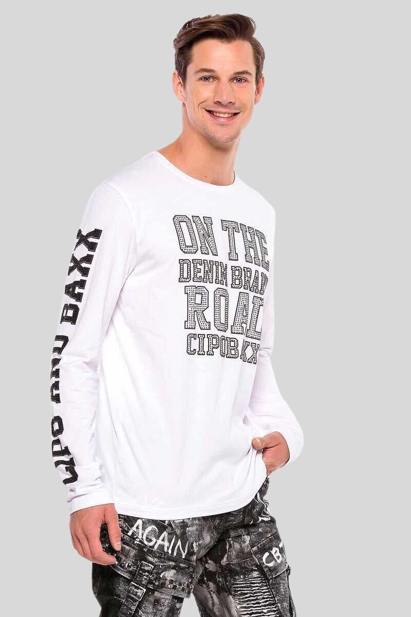 Cipo & Baxx T-Shirt Langarmshirt mit coolen Ziersteinen günstig online kaufen