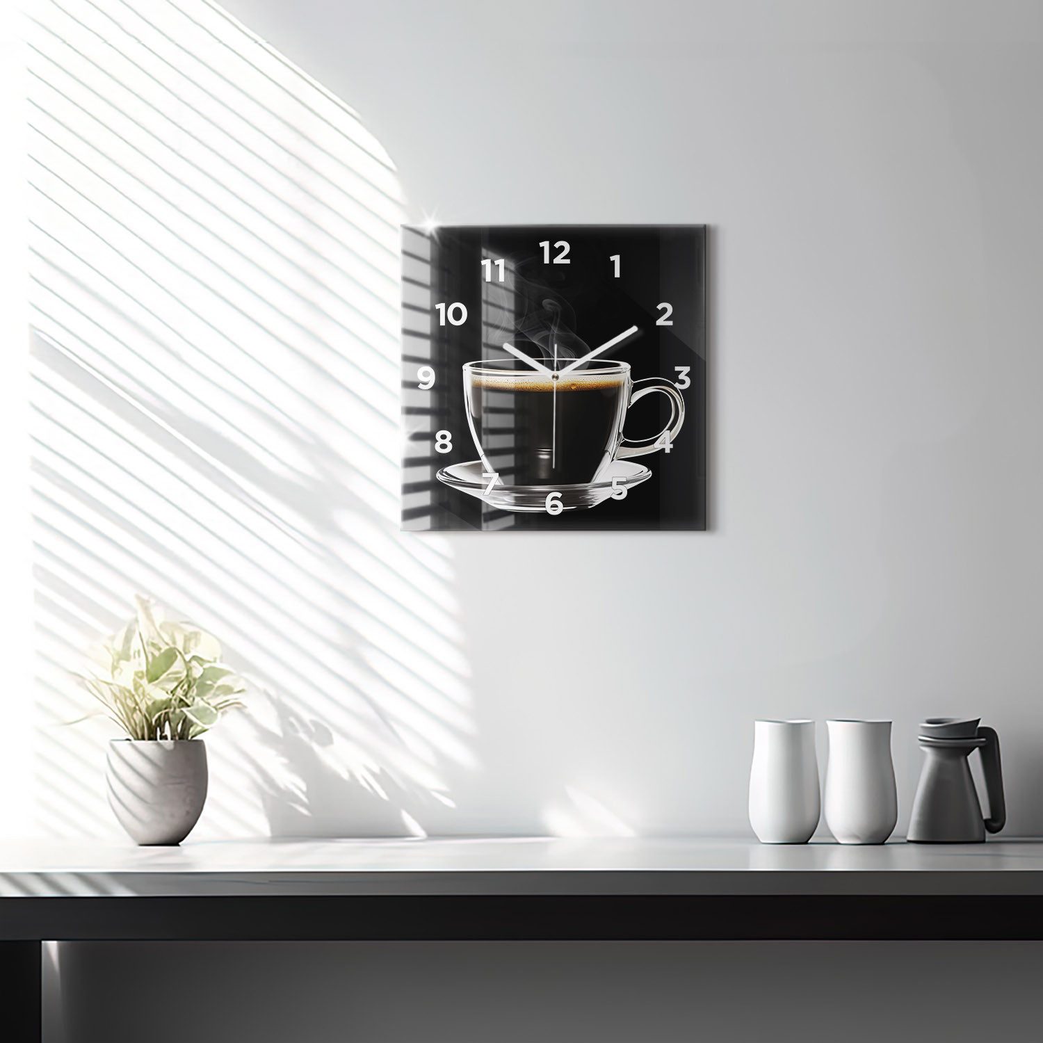 Tulup Wanduhr Glasuhr Kaffee Rechteckige Uhr günstig online kaufen