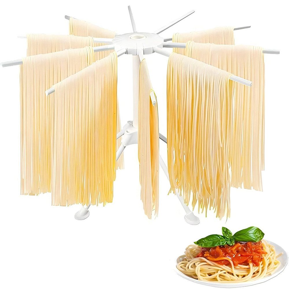 NUODWELL Nudeltrockner Nudeltrockner mit 10 Sprossen - Nudel, Faltbar-Spaghetti-Trockner, Kompakt für einfache Aufbewahrung, rutschfeste Füße, leicht zu reinigen