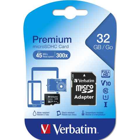 Verbatim Verbatim Micro SDHC Karte 32GB Speicherkarte Premium UHS-I Class 10 Speicherkarte
