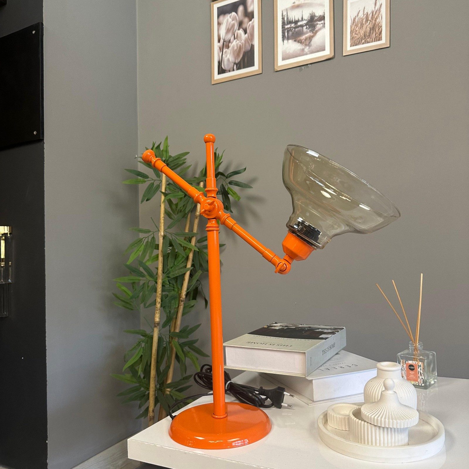 Bamyum Nachttischlampe Vishi Modern Glas Tischleute mit Kabel, ohne Leuchtmittel