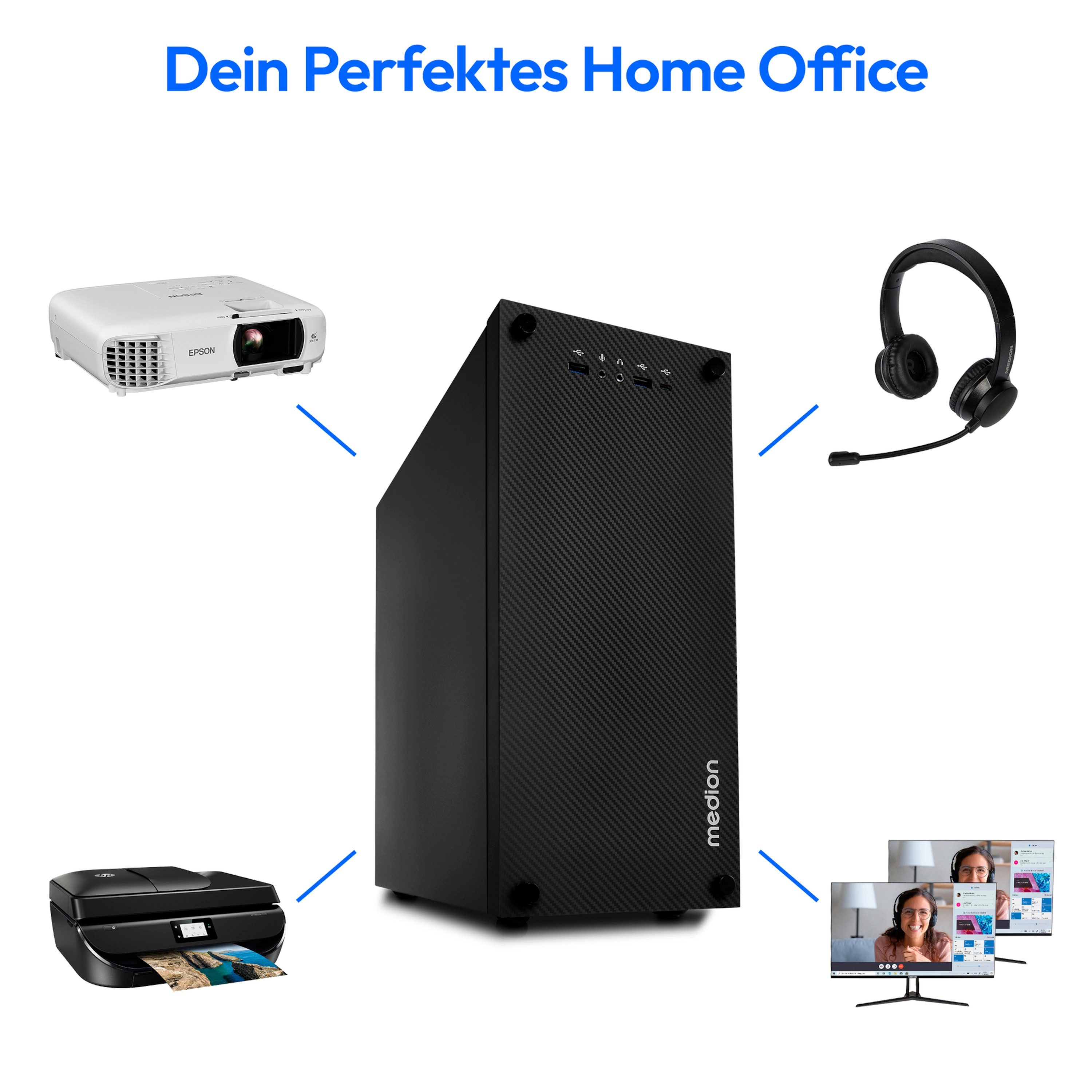 Medion® Multimedia PC MEDION Multiworx E32 (MD340067) PC (Intel Core i5 14400, Intel® UHD, 16 GB RAM, 1000 GB SSD, MULTIWORX_E32)