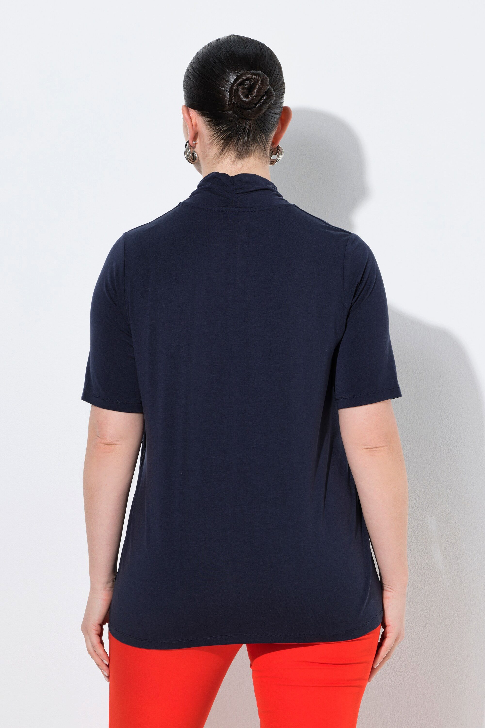 Ulla Popken T-Shirt T-Shirt Lyocell Classic Stehkragen Halbarm