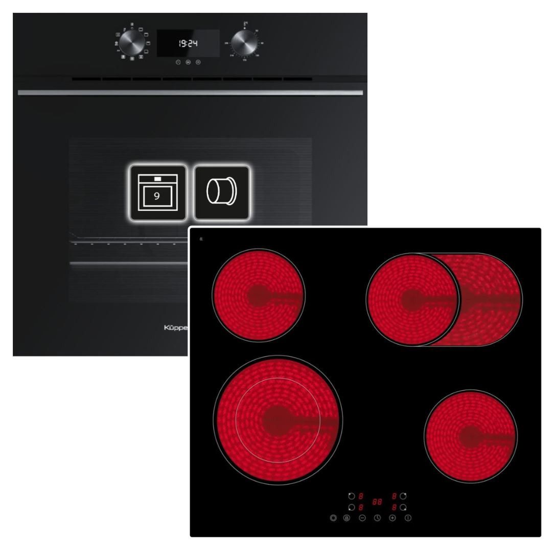 Küppersbusch Backofen-Set Schnellaufheizung + PKM Glaskeramik-Kochfeld rahmenlos autark 60 cm
