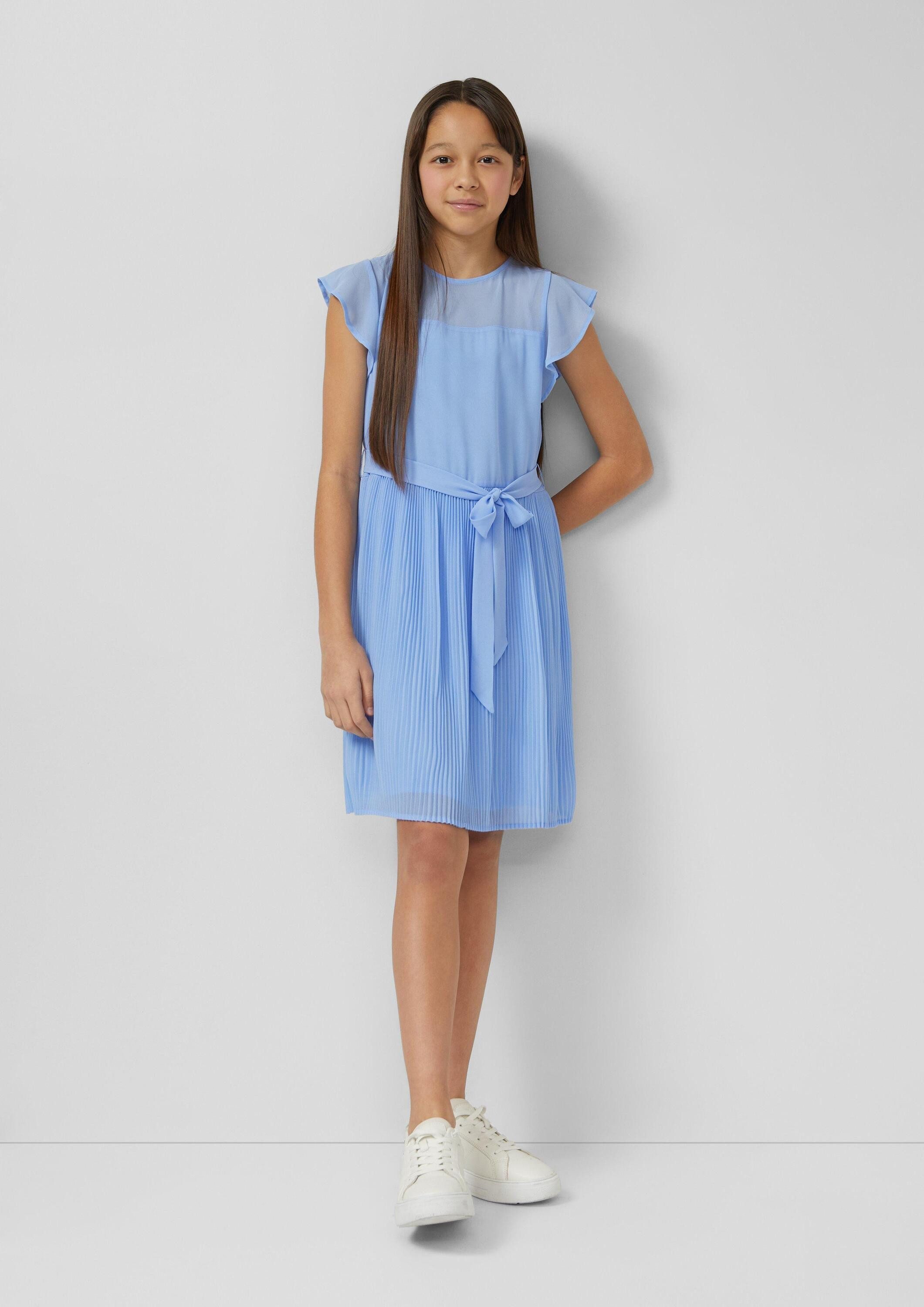 s.Oliver Minikleid Kleid Kurzes Chiffonkleid mit Volantärmeln und Bindegürtel