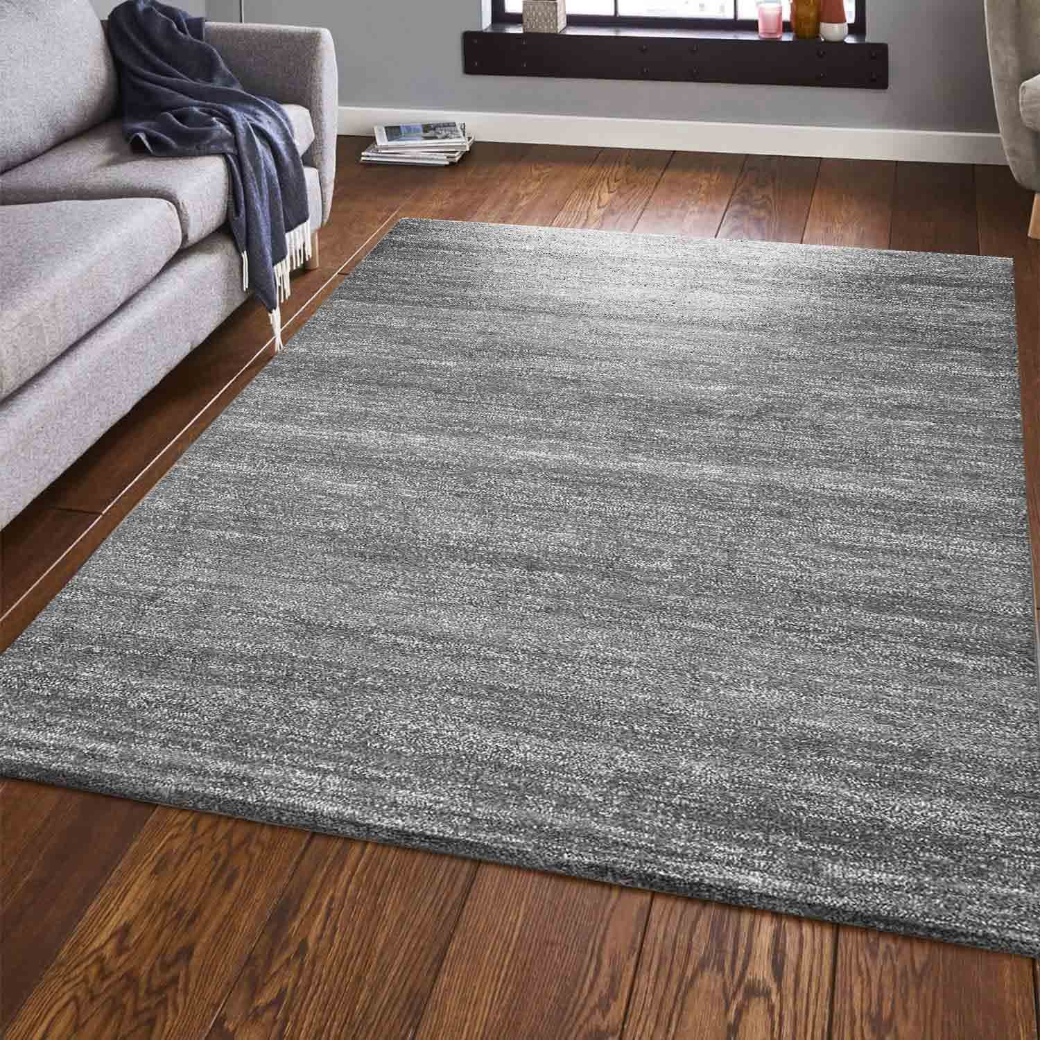 Vimoda Teppich Teppich Modern Grau Meliert fürs Wohnzimmer, Schlafzimmer, Flur, Rechteckig, Höhe: 10 mm, meliert Einfarbig Läufer