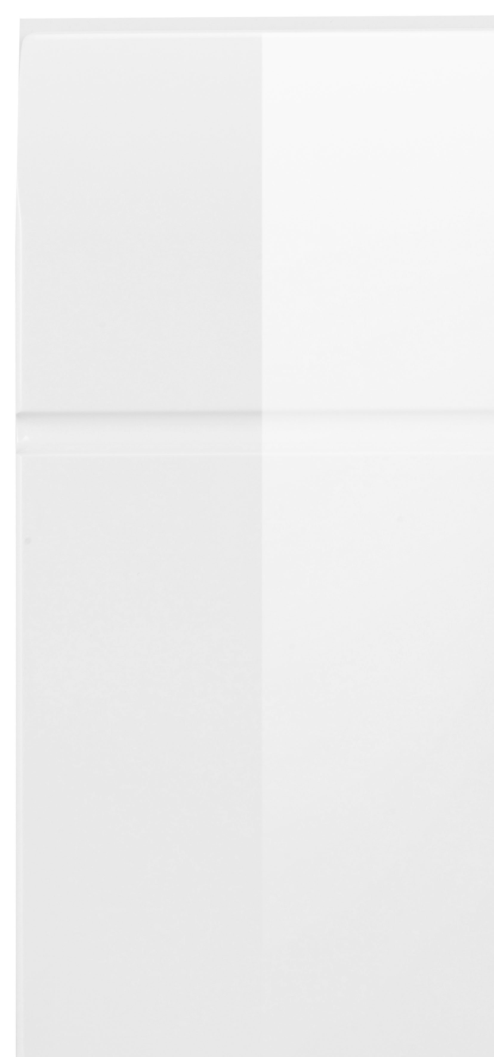 trendteam Hochschrank Skin Höhe 182 cm, Hochglanz- Badezimmerschrank oder Weiß Hochglanz | in Holzoptik Weiß/Weiß