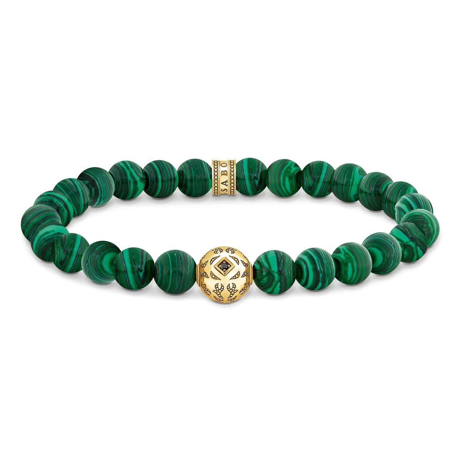 THOMAS SABO Charm-Armband Beads- aus grünen Steinen vergoldet