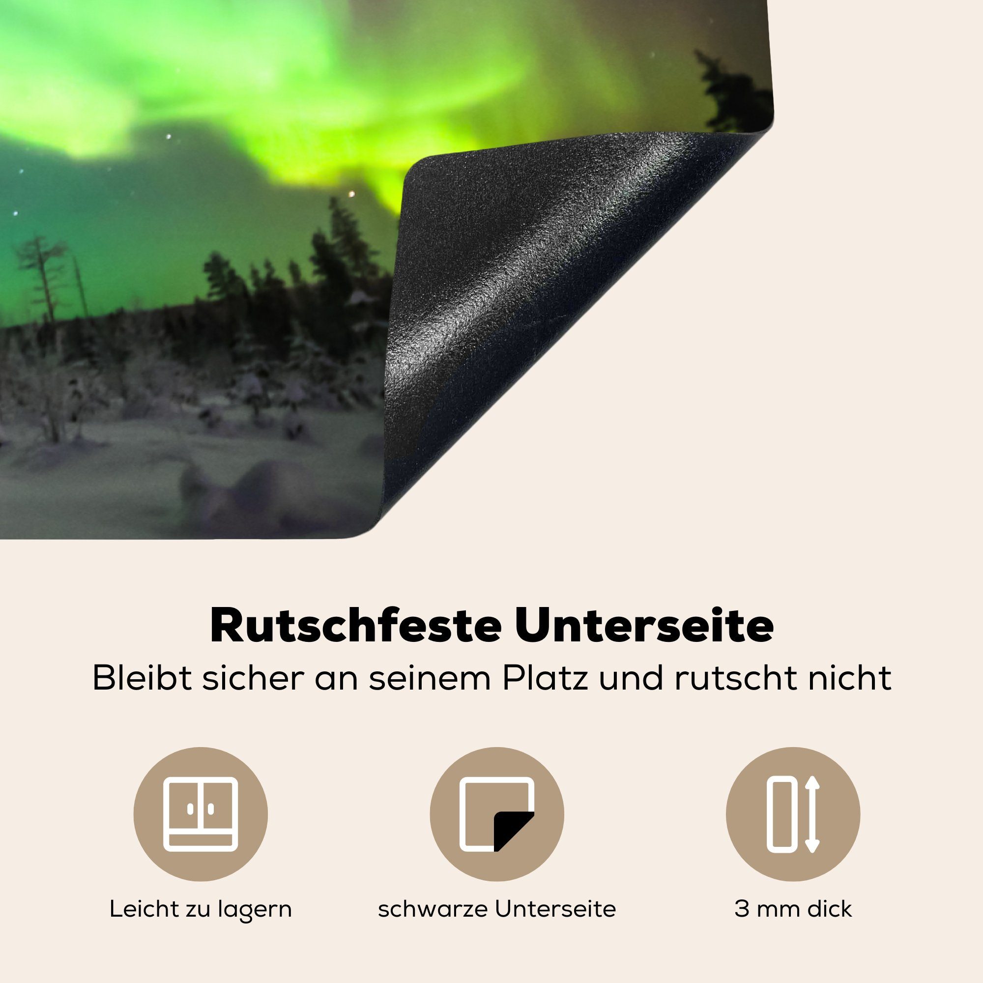 Ceranfeldabdeckung tlg), Glühen die Induktionskochfeld Schutz Vinyl, über cm, für MuchoWow (1 Grünes Herdblende-/Abdeckplatte 81x52 küche, Finnland,