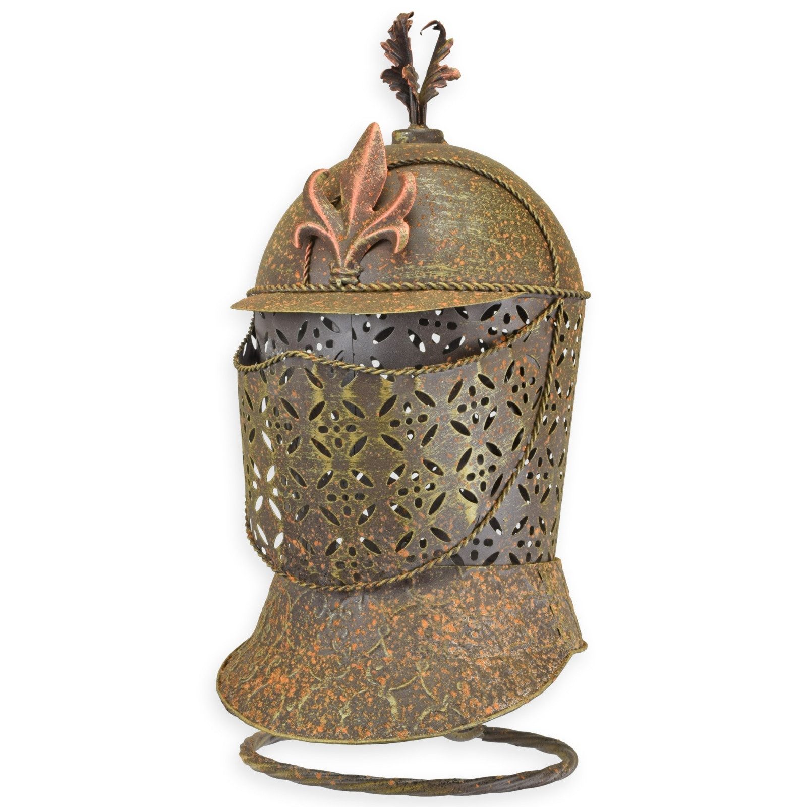 Aubaho Dekoobjekt Ritterhelm mit Ständer LARP Ritter Krieger Dekoration Metall 47cm Anti