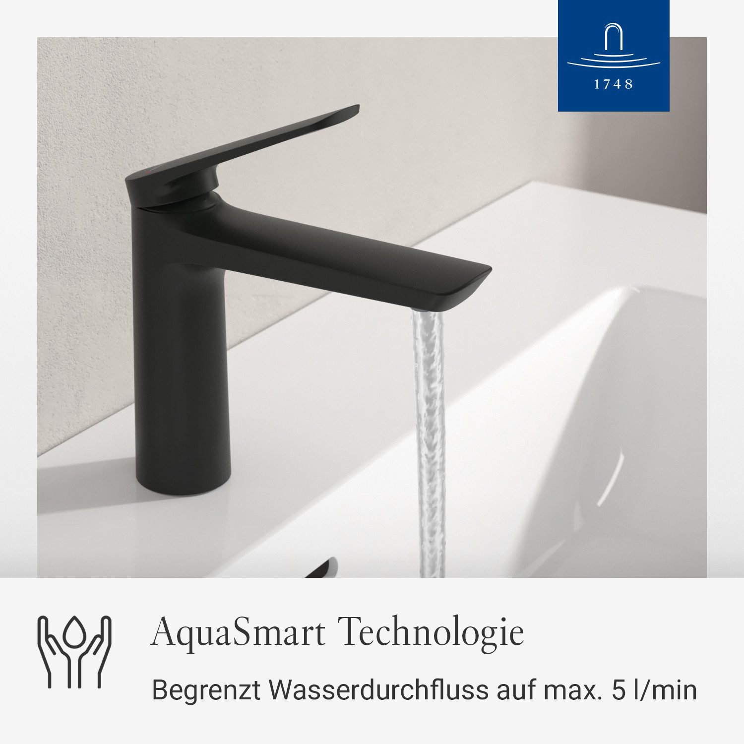 Villeroy & Boch Waschtischarmatur Oasis Wasserhahn ohne Zugstange mit Keramikkartusche, Waschbeckenarmatur – Bild 2 von 5