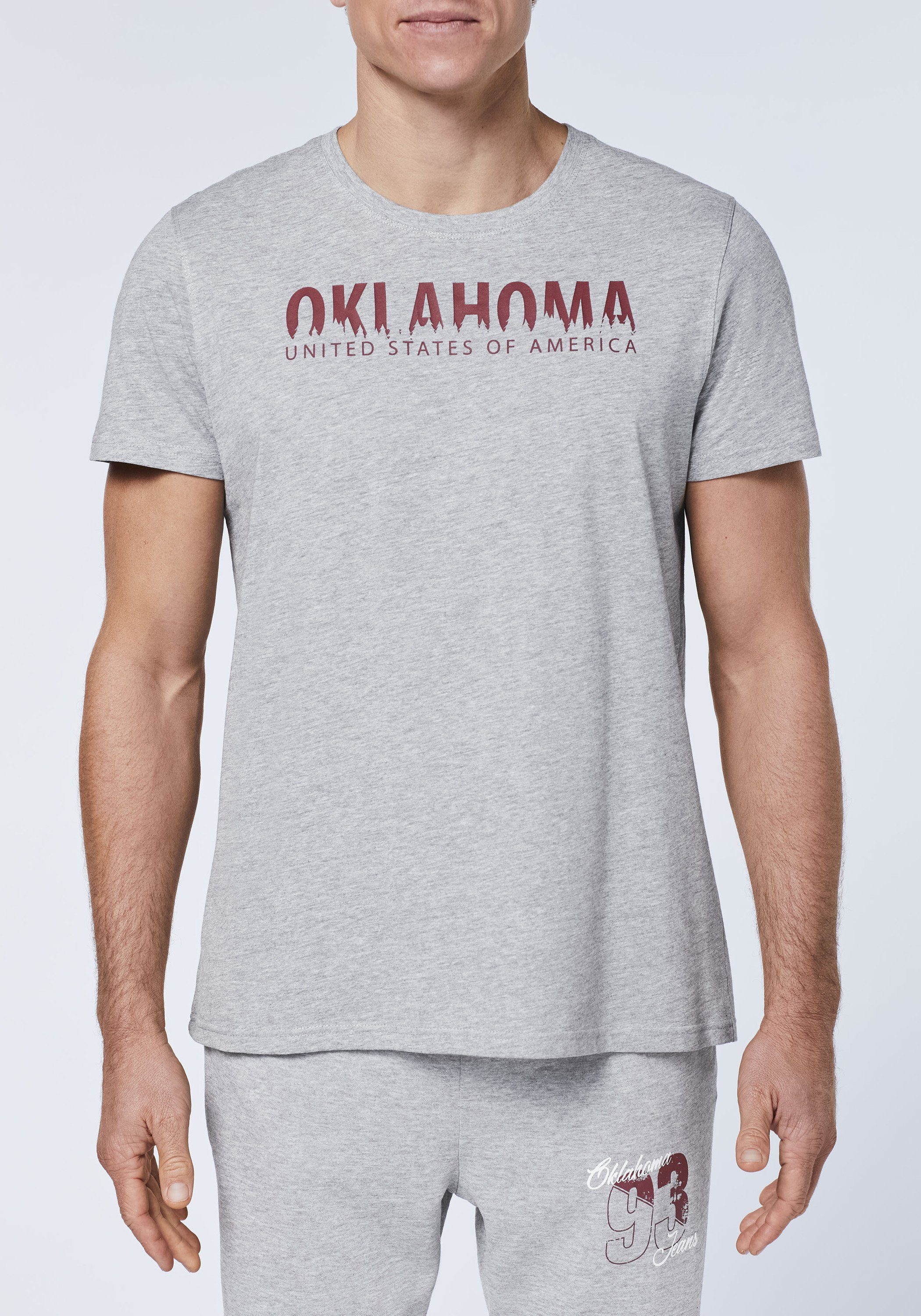 Oklahoma 17-4402M Melange Nature-Label-Look Print-Shirt Gray im Neutral Jeans