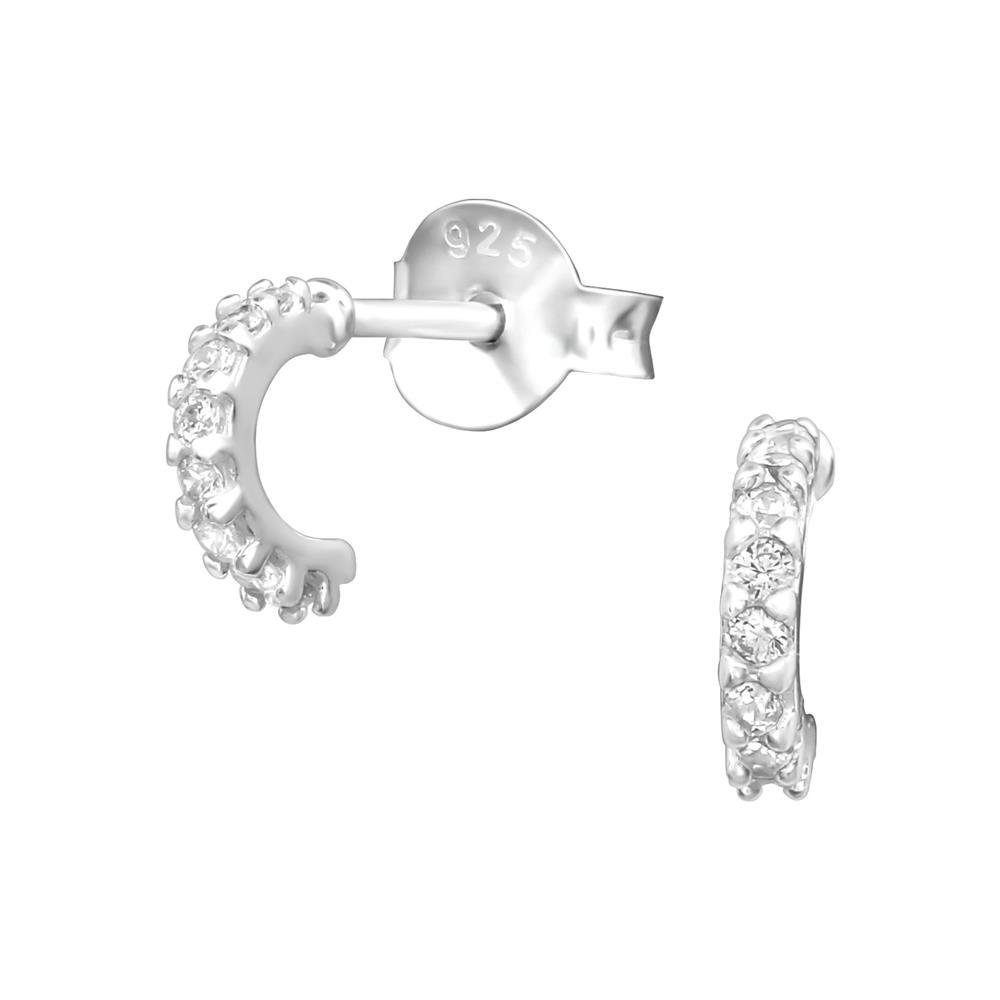 BUNGSA Creolen-Set Creolen extra schmal mit Kristall aus 925 Silber Damen (1 Paar (2 Stück), 2-tlg), Ohrschmuck Ohrringe