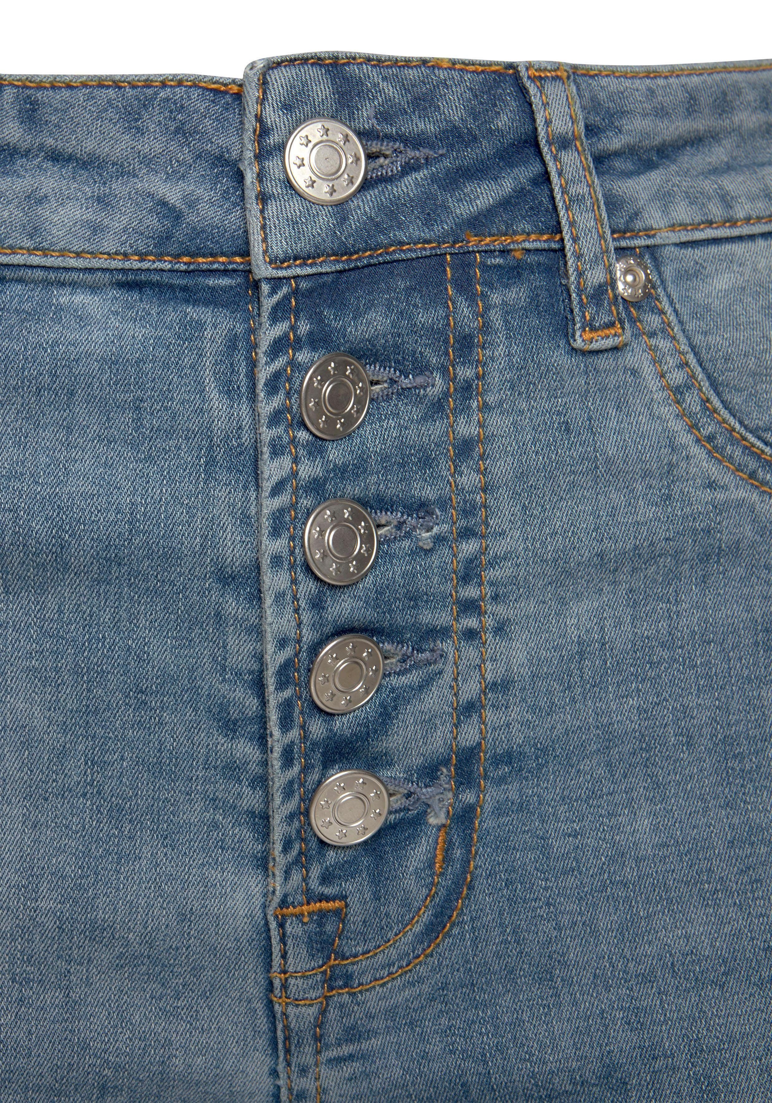 Buffalo High-waist-Jeans mit modischer Knopfleiste, schmale Skinny-Jeans, Stretch-Qualität