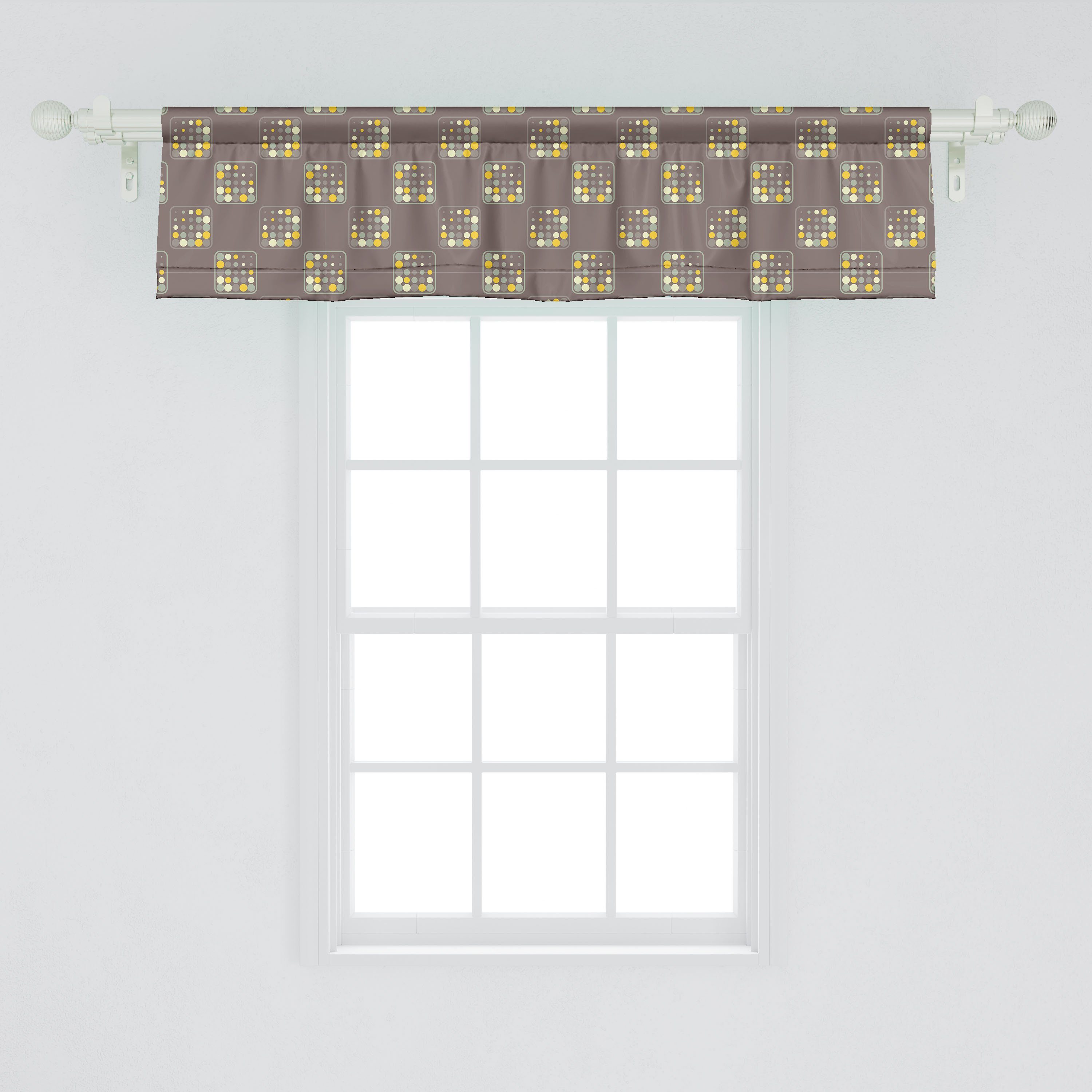 Scheibengardine Vorhang Dekor Geometrisch Punkte Stangentasche, mit Kunst Volant Küche Squares in Retro für Microfaser, Schlafzimmer Abakuhaus
