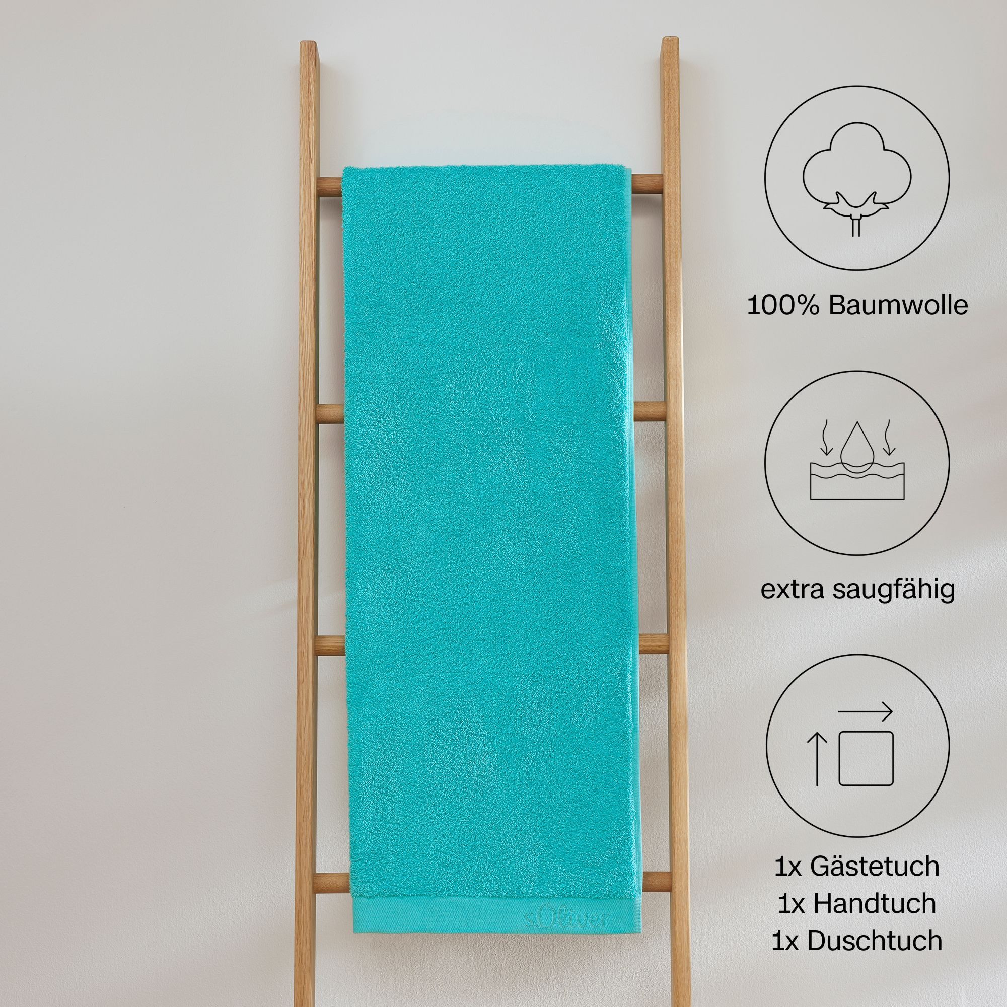 s.Oliver Handtuch Set s.Oliver, Premium Qualität, 600 gr/m², Walkfrottier (Set, 3-St), 1 Gästetuch 30x50 cm, 1 Handtuch 50x100 cm, 1 Duschtuch 70x140 cm