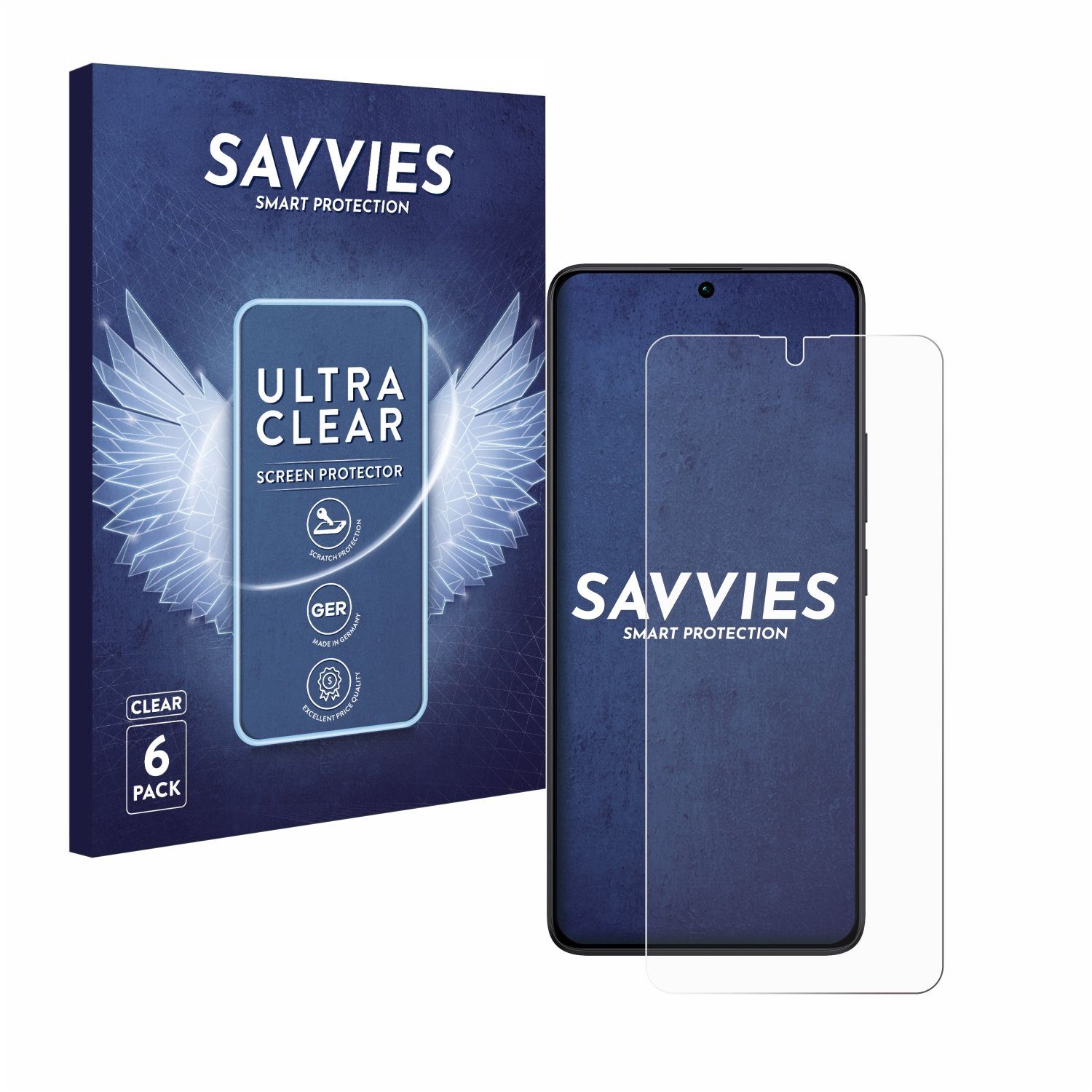Savvies Displayschutzfolie Schutzfolie für Xiaomi Redmi Note 13 Pro 4G, 6 Stück, Displayschutz Schutz Folie Klar Transparent