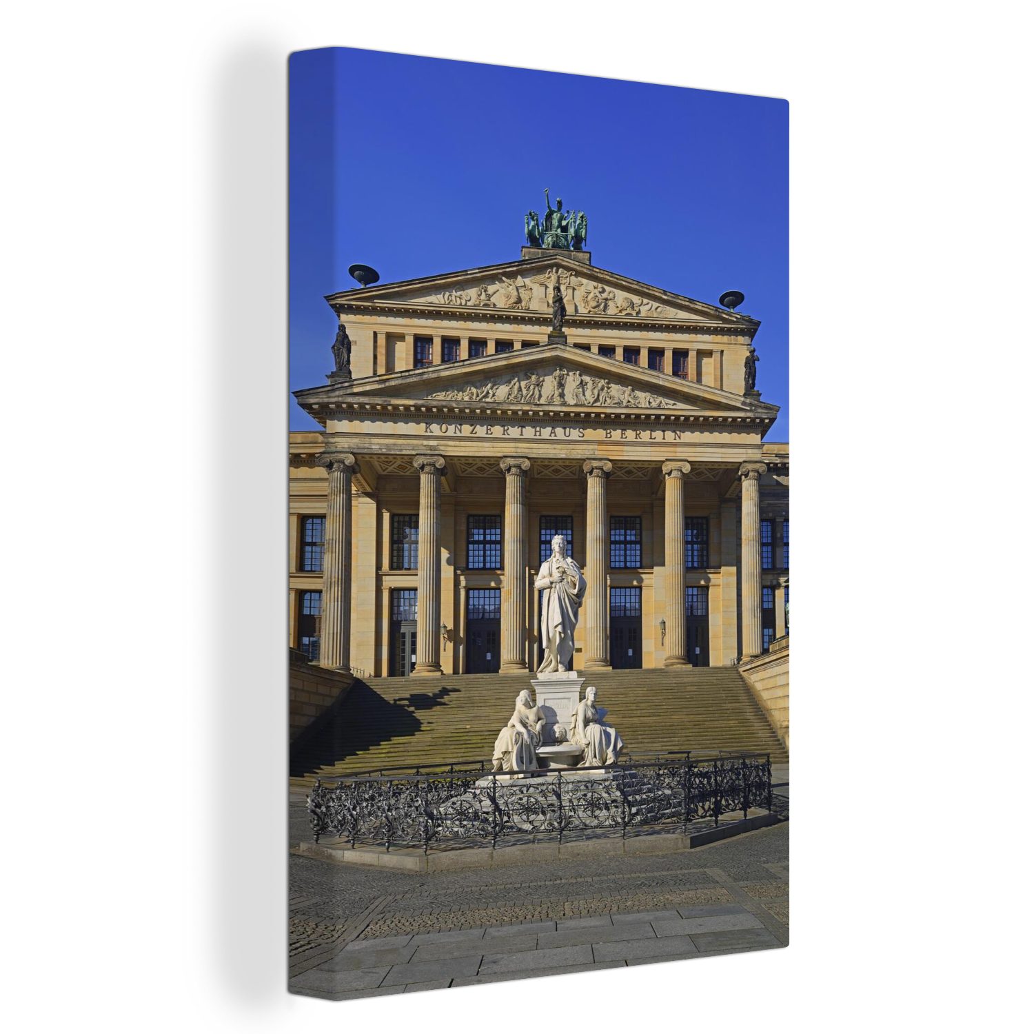OneMillionCanvasses® Leinwandbild Blick auf das Berliner Konzerthaus und die Schiller-Statue, (1 St), Leinwandbild fertig bespannt inkl. Zackenaufhänger, Gemälde, 20x30 cm