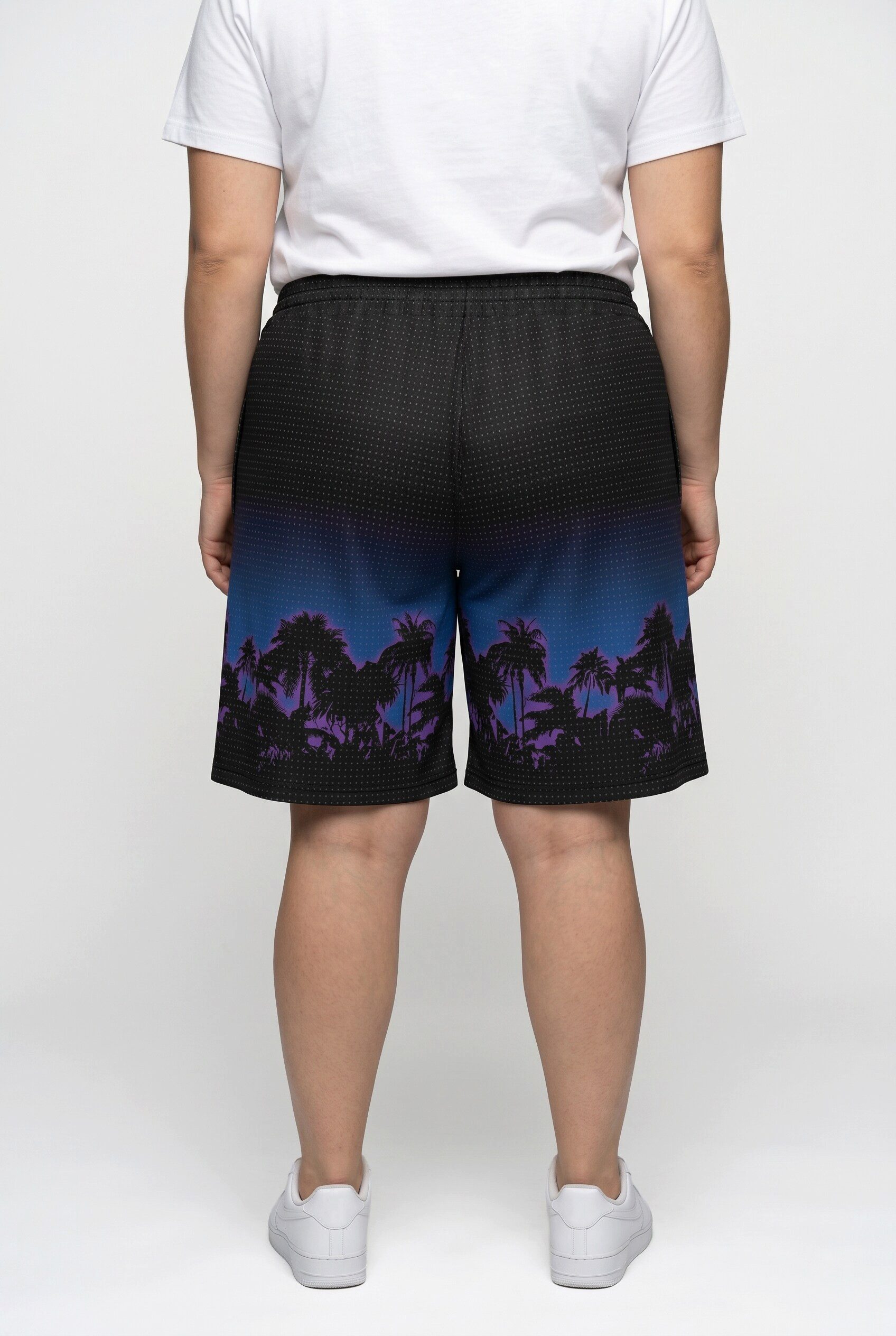 Ulla Popken Jeansshorts Aktiv-Shorts Palmen-Bordüre weites Bein