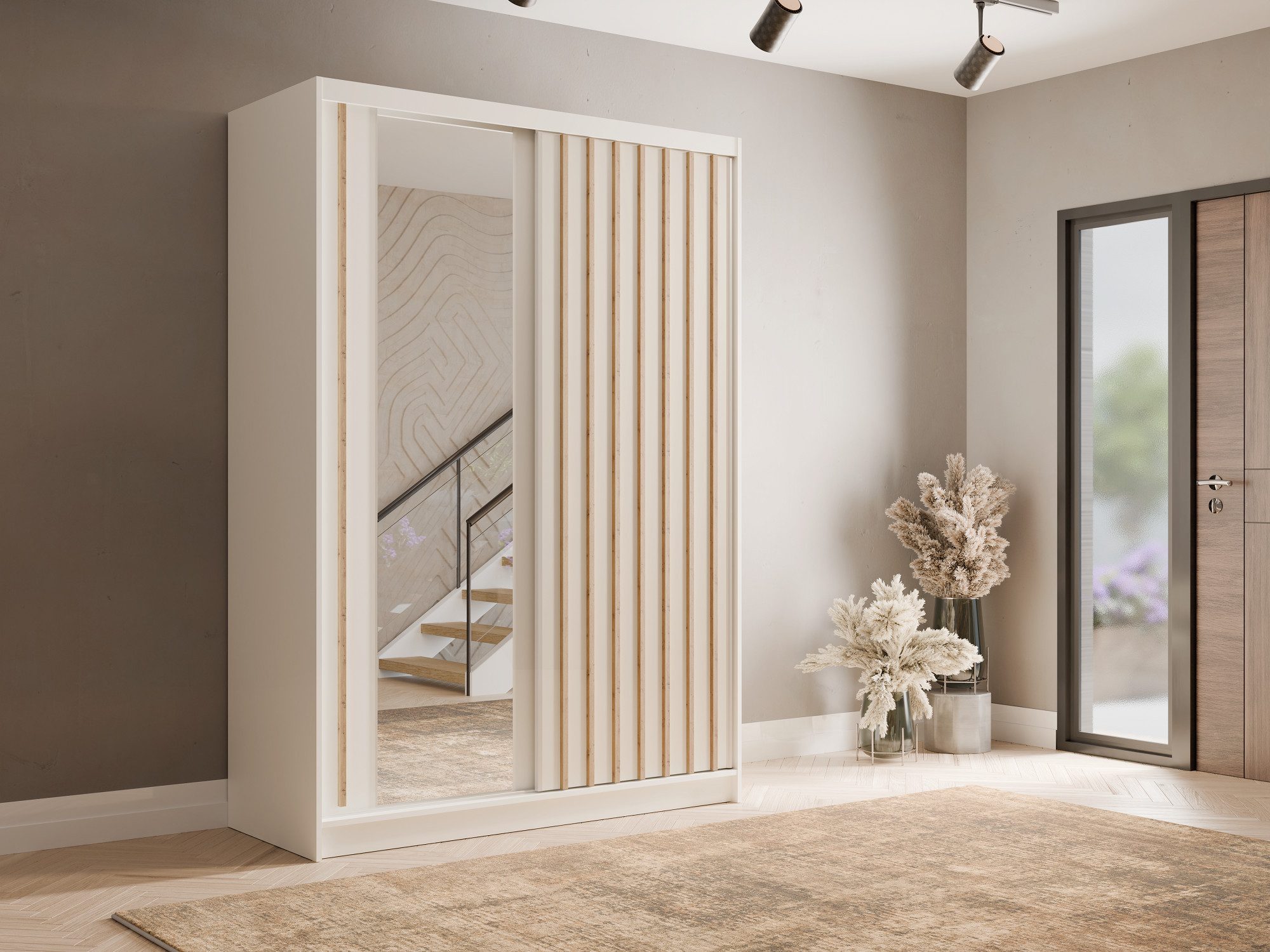 Home affaire Kleiderschrank VILLEFRANCHE modern mit viel Stauraum, Fächer & Kleiderstange, Spiegel Garderobe in 3 Breiten (155, 205, 248 cm), erhältlich in 3 Fa – Bild 4 von 5