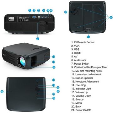 ZCGIOBN Portabler Projektor (16000:1, 1920 x 1080 native Auflösung px, LED Beamer 4K 13000 Lumen Smart 5G WLAN Heimkino Beamer Android USB)