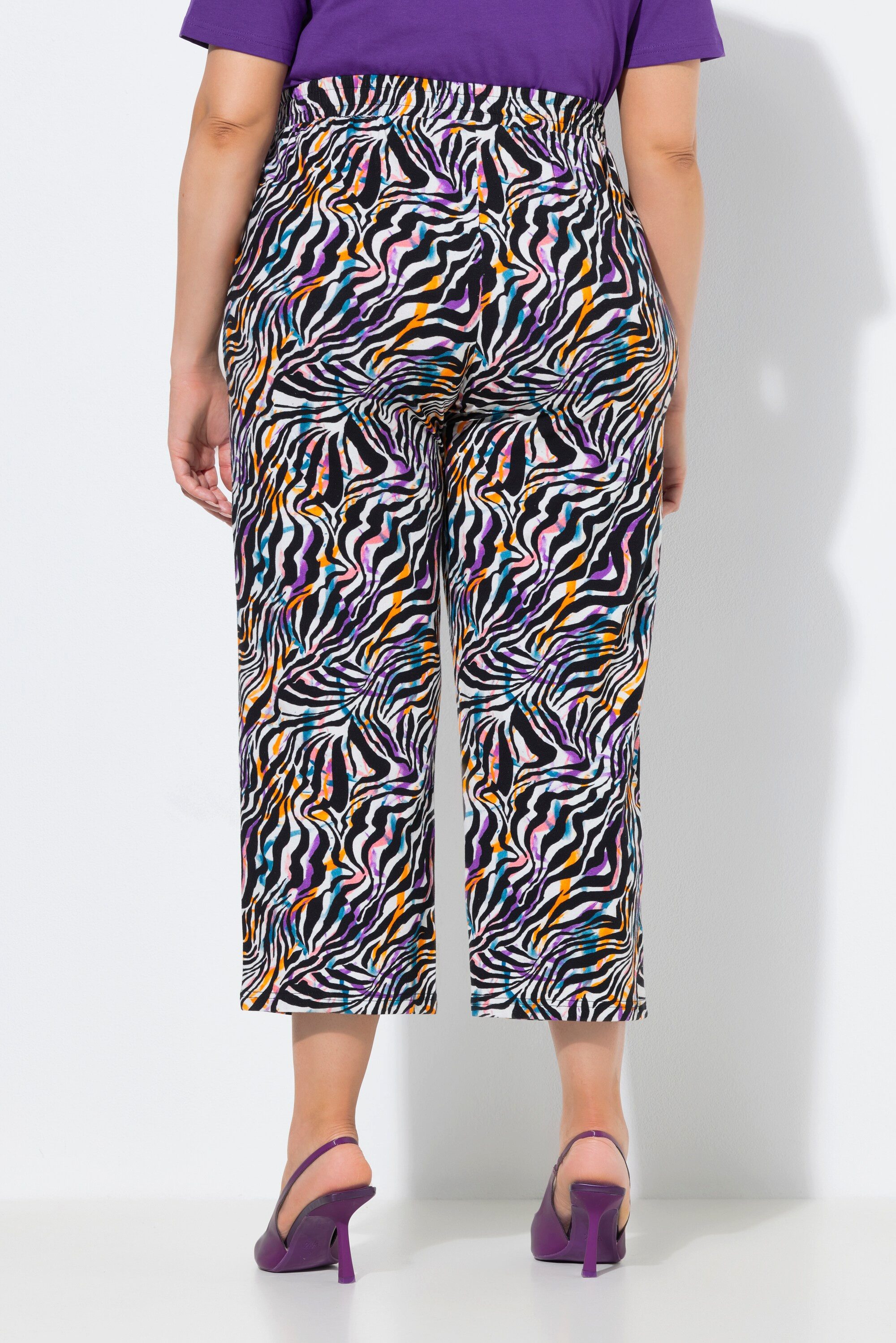 Ulla Popken Schlupfhose 7/8-Jerseyhose Animal-Muster gerades Bein