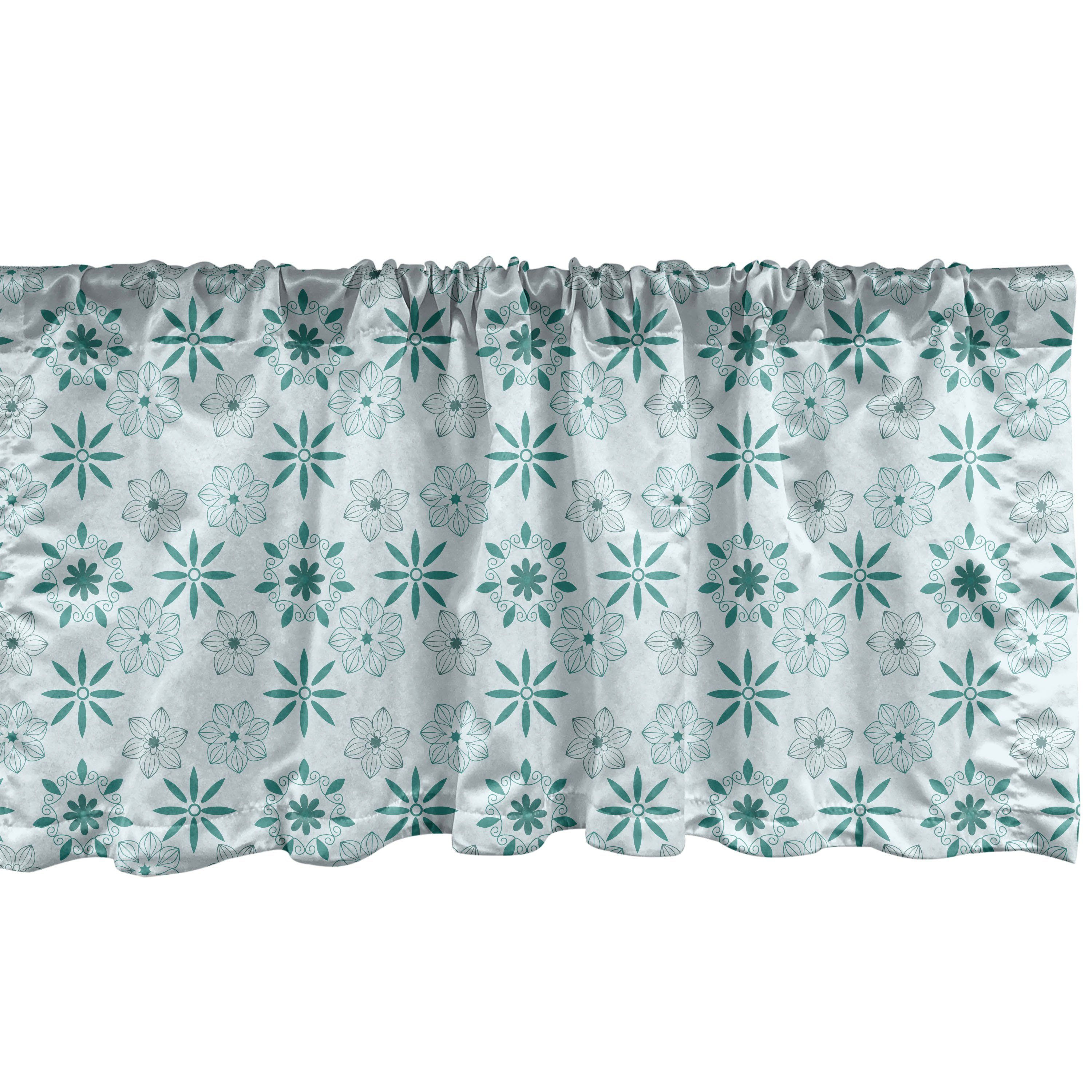 Scheibengardine Vorhang Volant für Küche Schlafzimmer Dekor mit Stangentasche, Abakuhaus, Microfaser, Blumen Kontinuierliche Blumen Symbole | Scheibengardinen