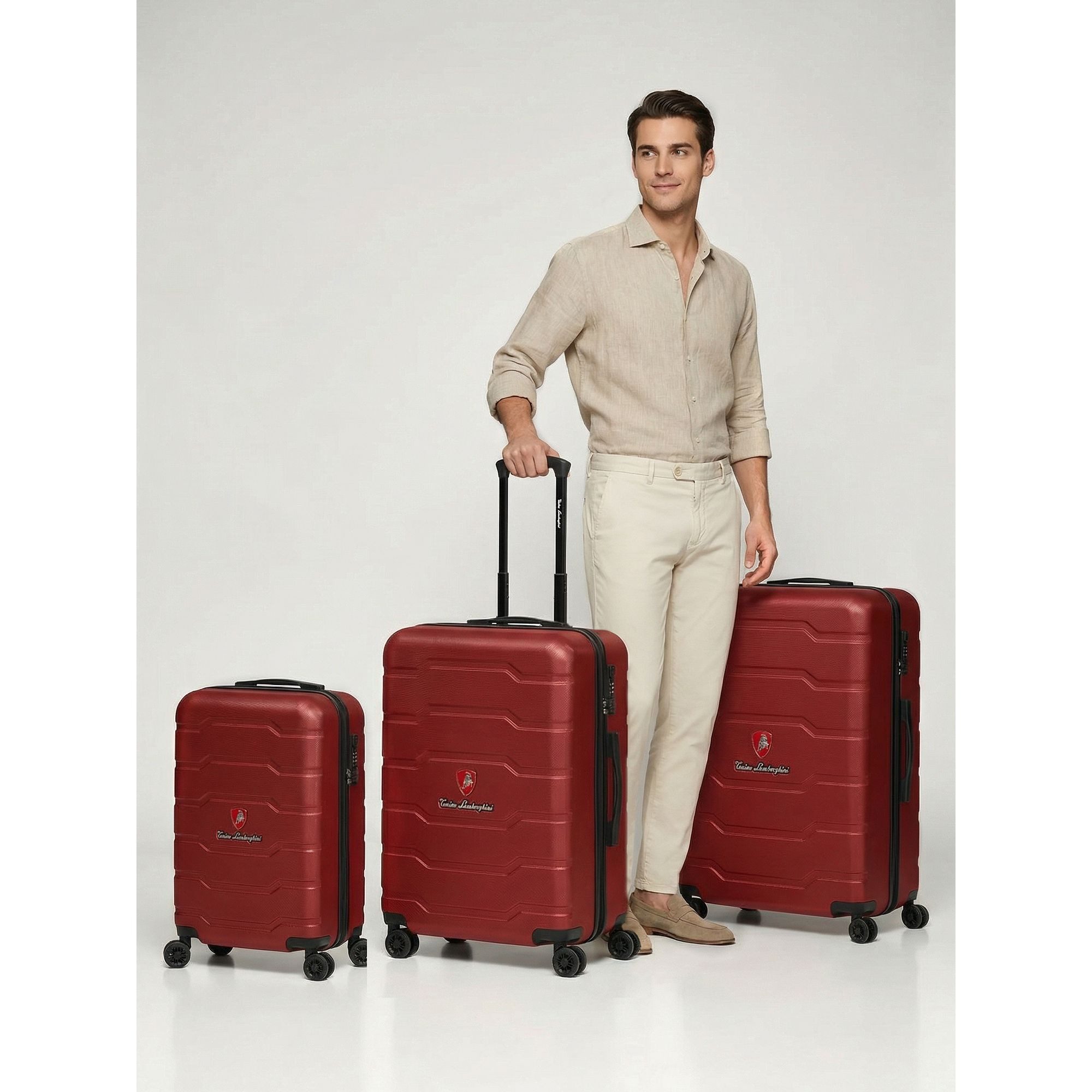 Tonino Lamborghini Trolleyset Bologna, 4 Rollen, (3-teilig, 3 tlg), ABS
