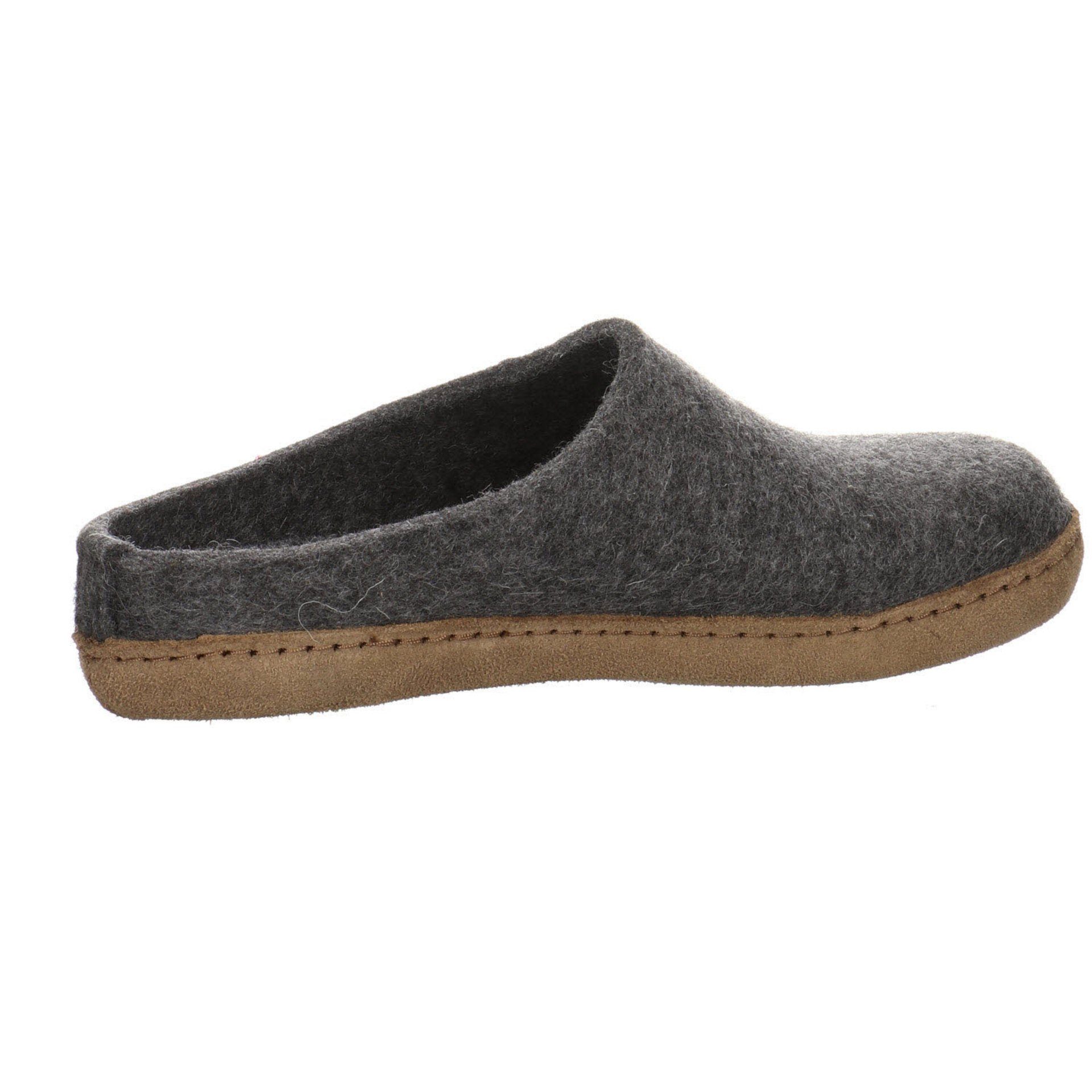 Haflinger Damen Hausschuhe Slipper Emils Hausschuh Textil dunkel Toffel Hausschuh grau