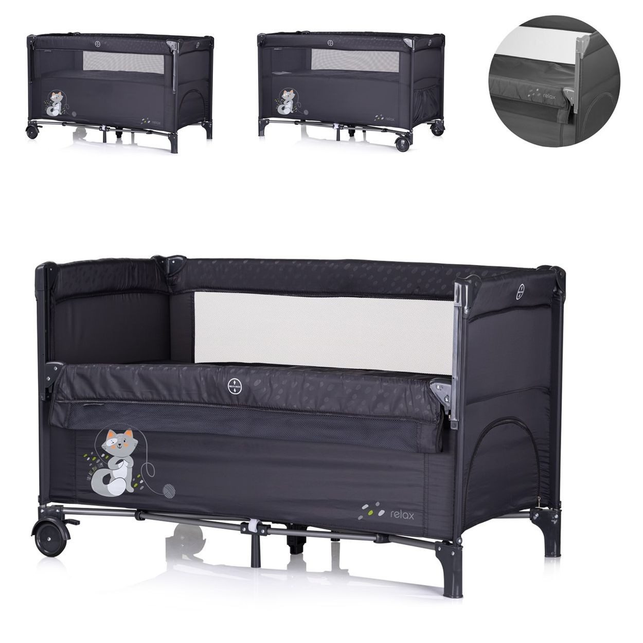 Chipolino Baby-Reisebett Reisebett Relax 2 Ebenen, Vorderseite absenkbar, S günstig online kaufen