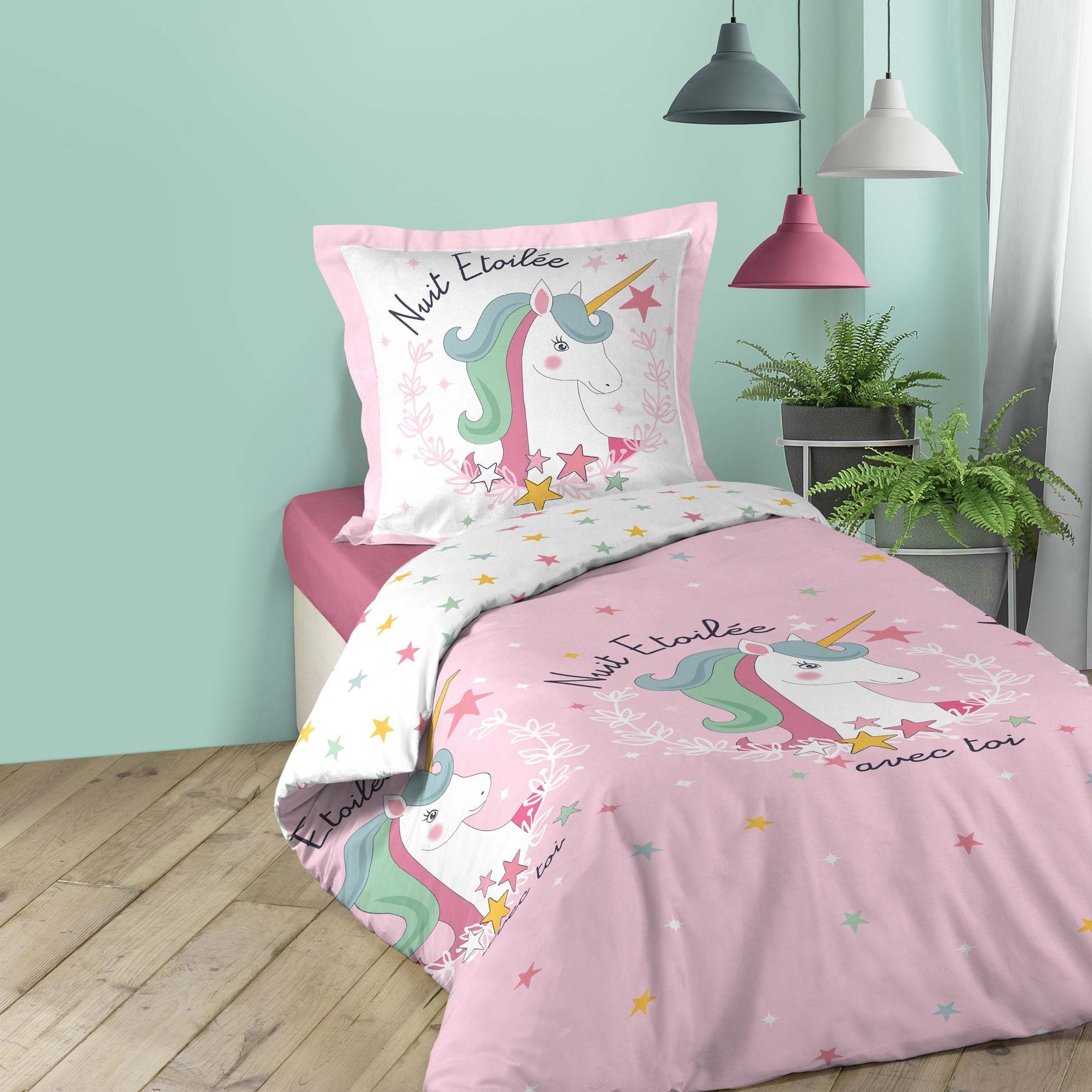 Kinderbettwäsche, dynamic24, 2tlg. Mädchen Bettwäsche 140x200cm Einhorn  Baumwolle Bettdecke Bettgarnitur rosa online kaufen | OTTO