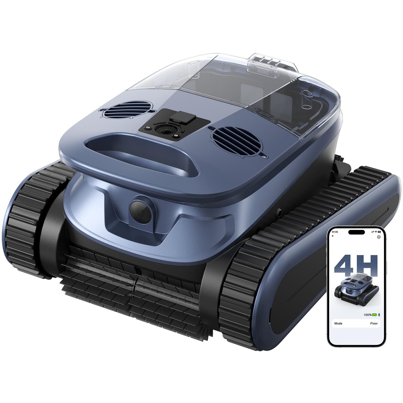 Seauto Poolroboter Roboter-Teichreiniger Drahtloser Teichsauger mit 2 Bürsten & Motoren, (1-St), Wasserlinienpflege, intelligenter Navigation, 240 Min Laufzeit