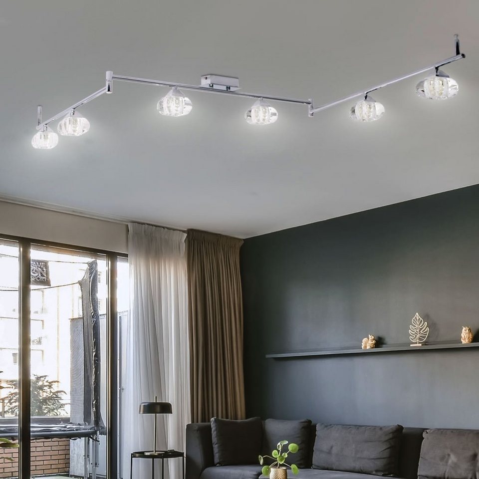 Brilliant LED Deckenleuchte, Leuchtmittel nicht inklusive, Design Decken  Leuchte silber Balken Strahler Lampe Metall Glas Spots