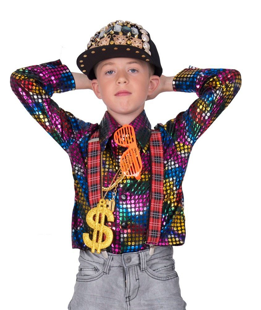 Funny Fashion Kostüm Disco Rainbow Glitter Hemd für Jungen