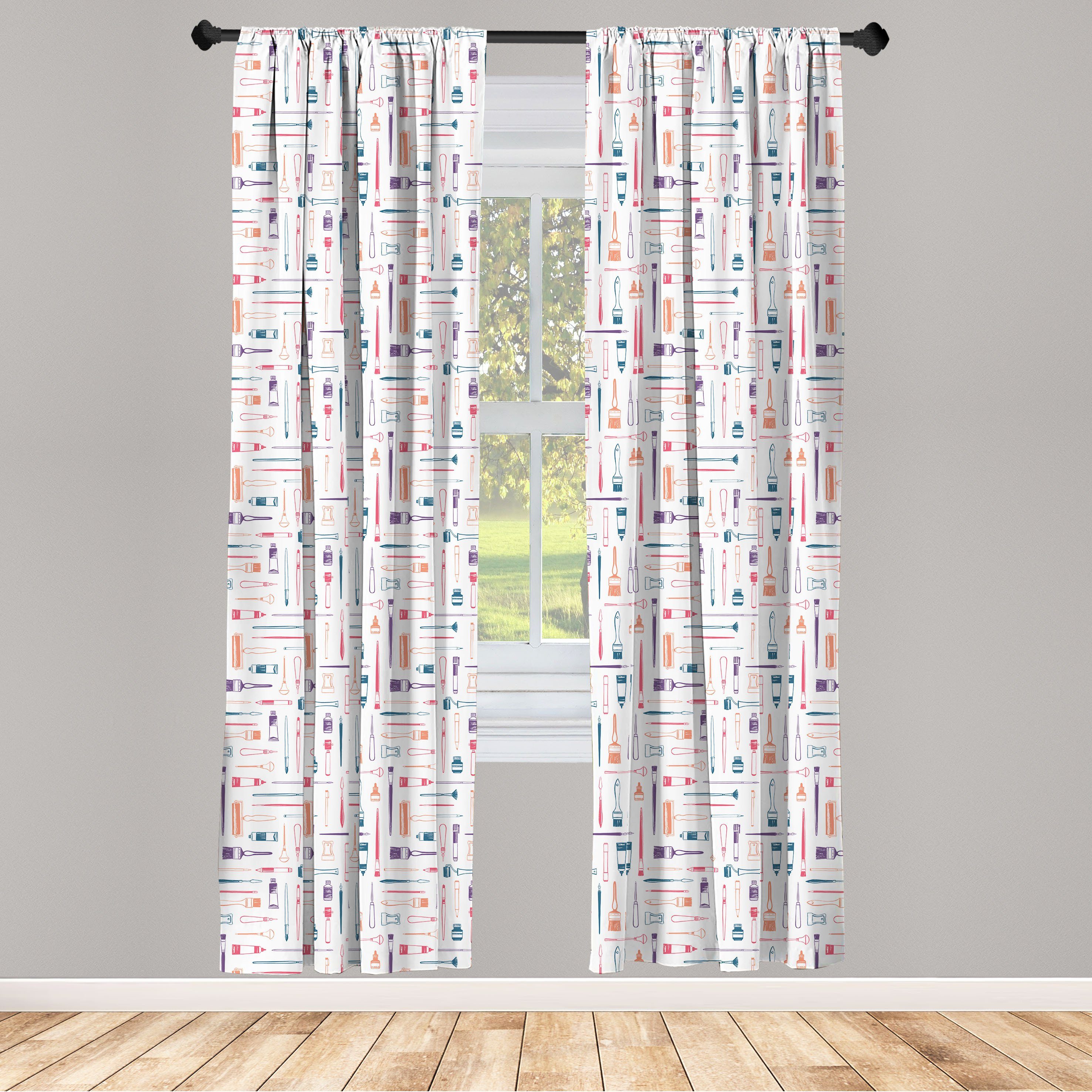 Gardine »Vorhang für Wohnzimmer Schlafzimmer Dekor«, Abakuhaus, Microfaser,  Hobby Malutensilien