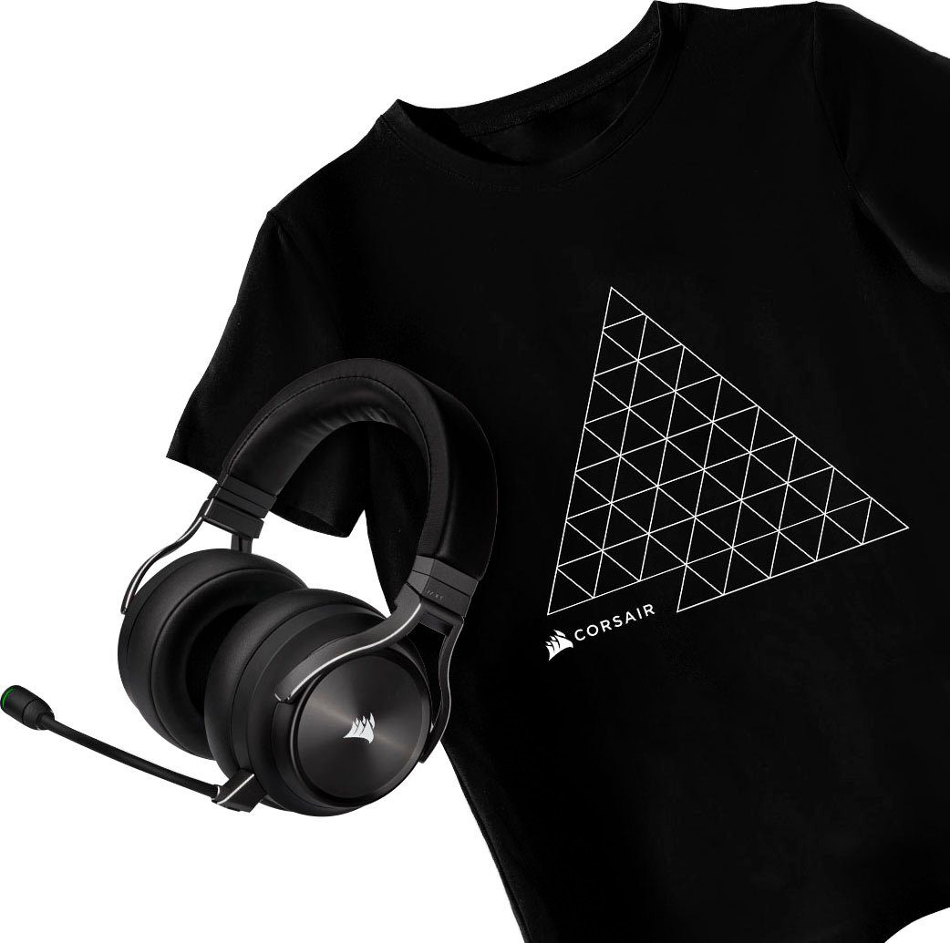 Corsair VIRTUOSO RGB WIRELESS XT + gratis T-Shirt Gaming-Headset (Mikrofon abnehmbar, A2DP Bluetooth, HFP, HSP)