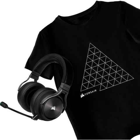 Corsair VIRTUOSO RGB WIRELESS XT + gratis T-Shirt Gaming-Headset (Mikrofon abnehmbar, A2DP Bluetooth, HFP, HSP)