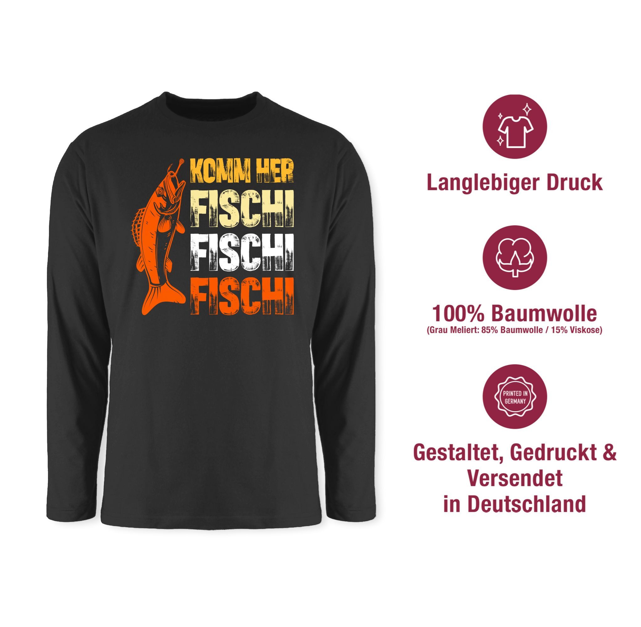 Shirtracer Rundhalsshirt Geschenk für Angler I Komm Fischi Fischi Fischi I Angeln Geschenk Männ Angler Geschenke