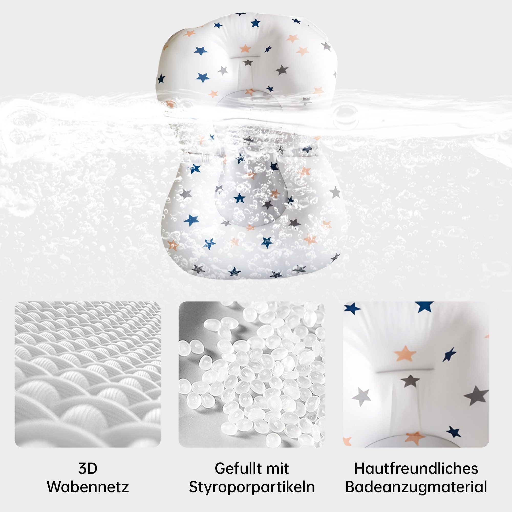 SEHAUSEU Babybadewanne Babywanne Badewanne mit Gestell faltbar, mit Thermometer, mit Abflussschlauch, Kissen–Matratze, Ablagebrett, Haarwaschbecher