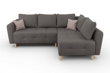 Home affaire Ecksofa Nordic, mit Bettfunktion und Bettkasten, Steppung, Federkern, 2 Zierkissen