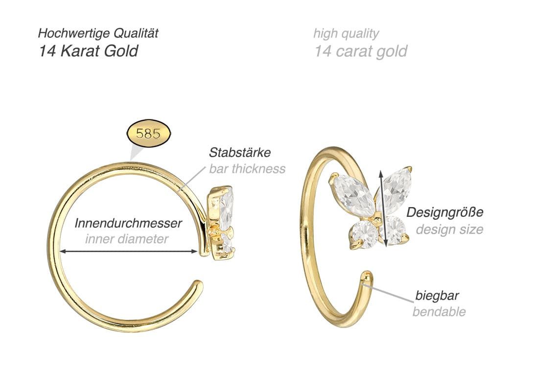 PIERCINGLINE Fingerring 14 Karat Gold Nasenring günstig online kaufen