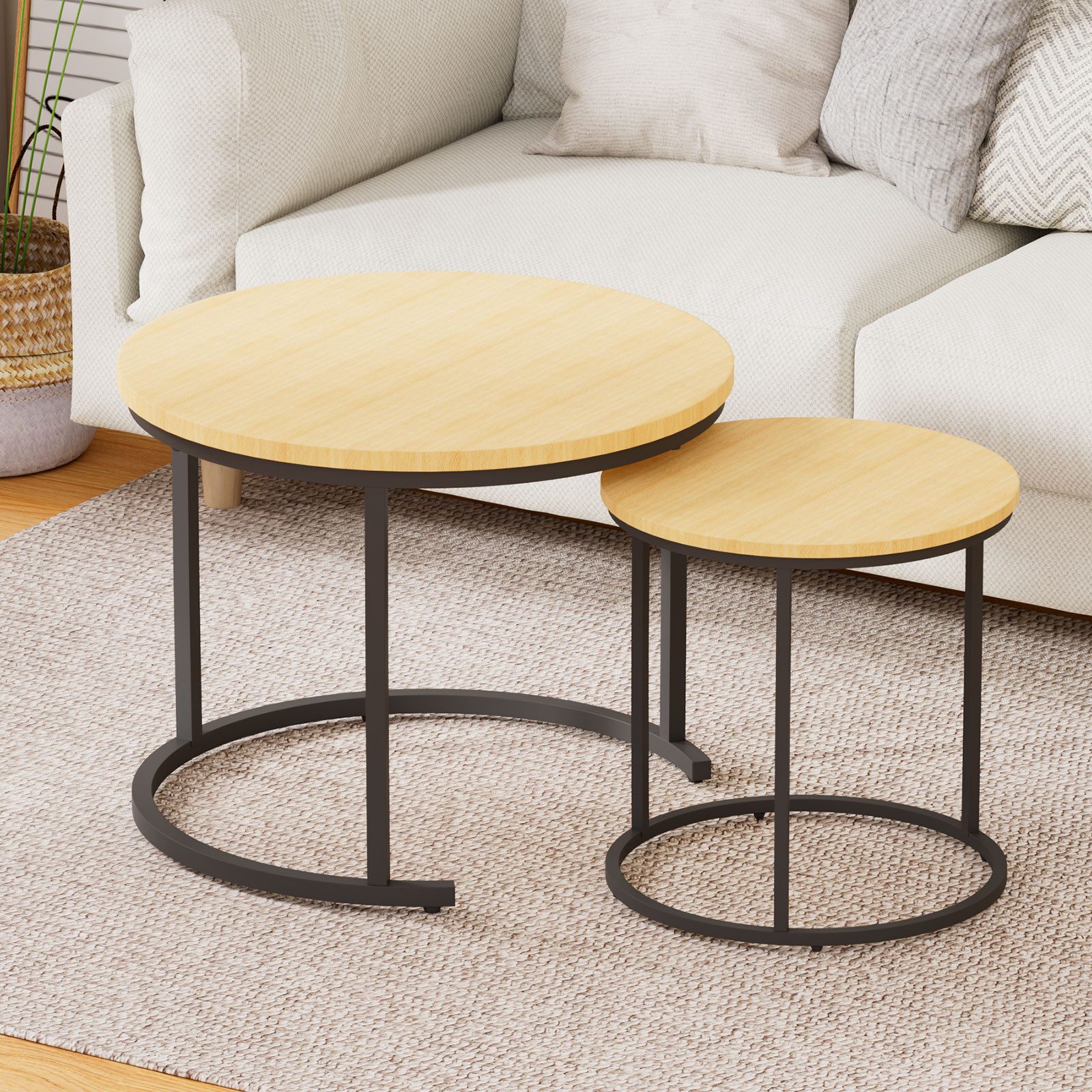 Yorbay Couchtisch 2er Set Runde Beistelltische günstig online kaufen