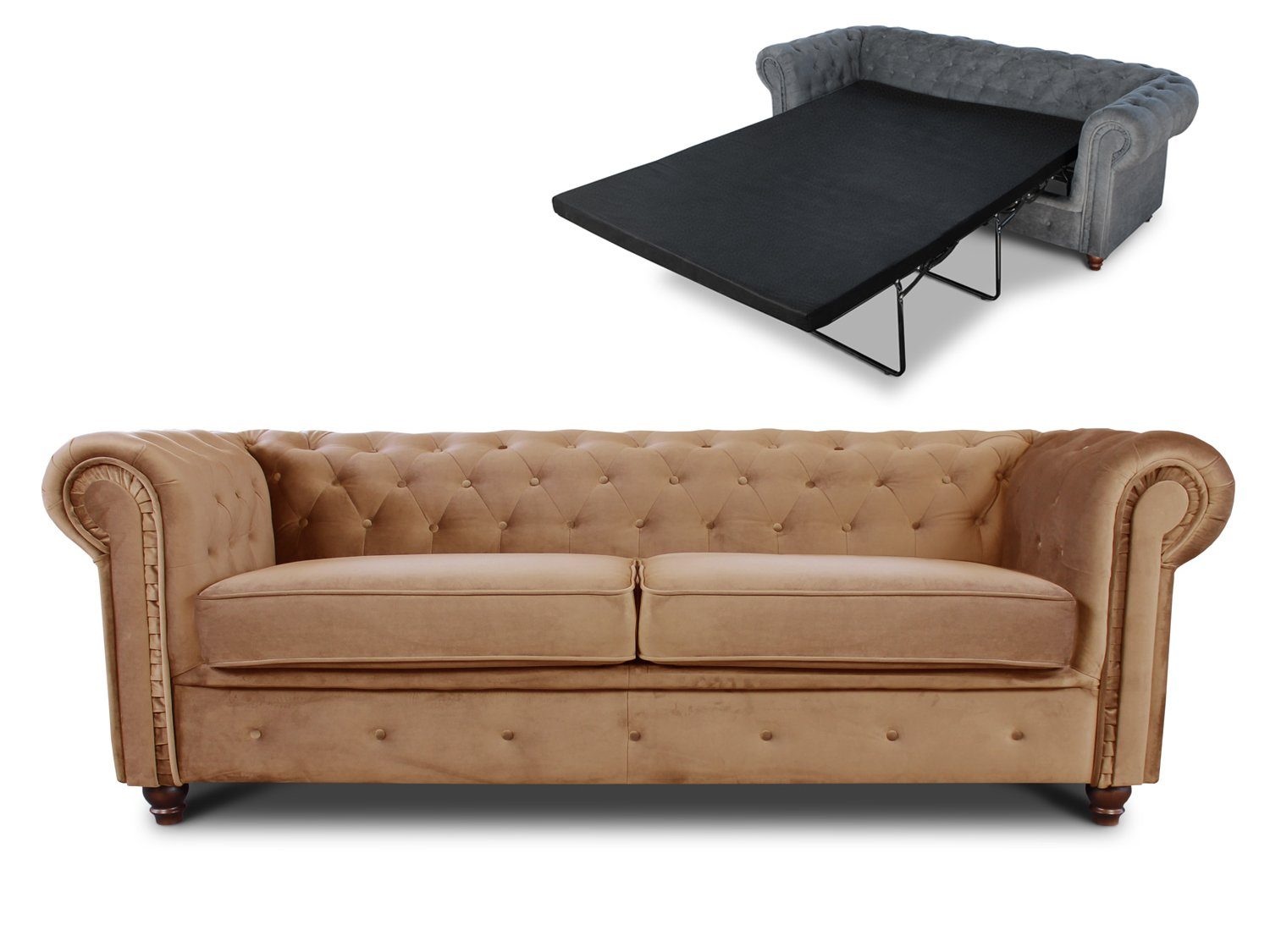 Sofnet Schlafsofa Asti Bettsofa Sofa mit Sofagarnitur, 3-er, 3 Chesterfield Schlaffunktion, Bis