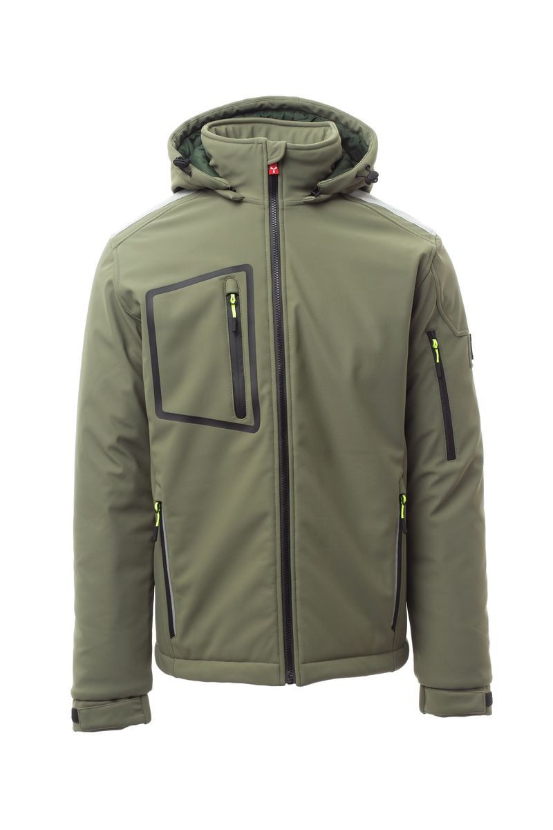 PAYPER Softshelljacke PAYPER Herren Softshell Jacke mit Kapuze STREAM PAD abnehmbarer Kapuze