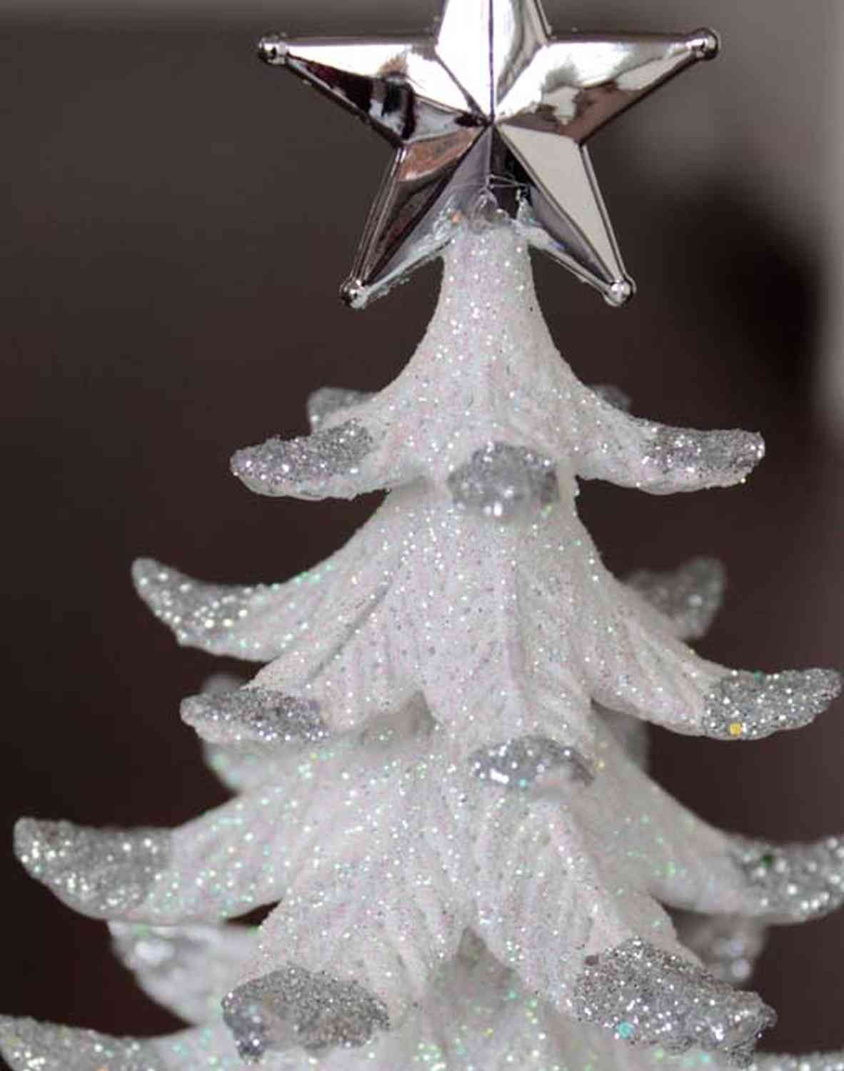 INNA-Glas Christbaumschmuck Acryl Hänger Tannenbäumchen RION mit Stern, Glitzer, wei