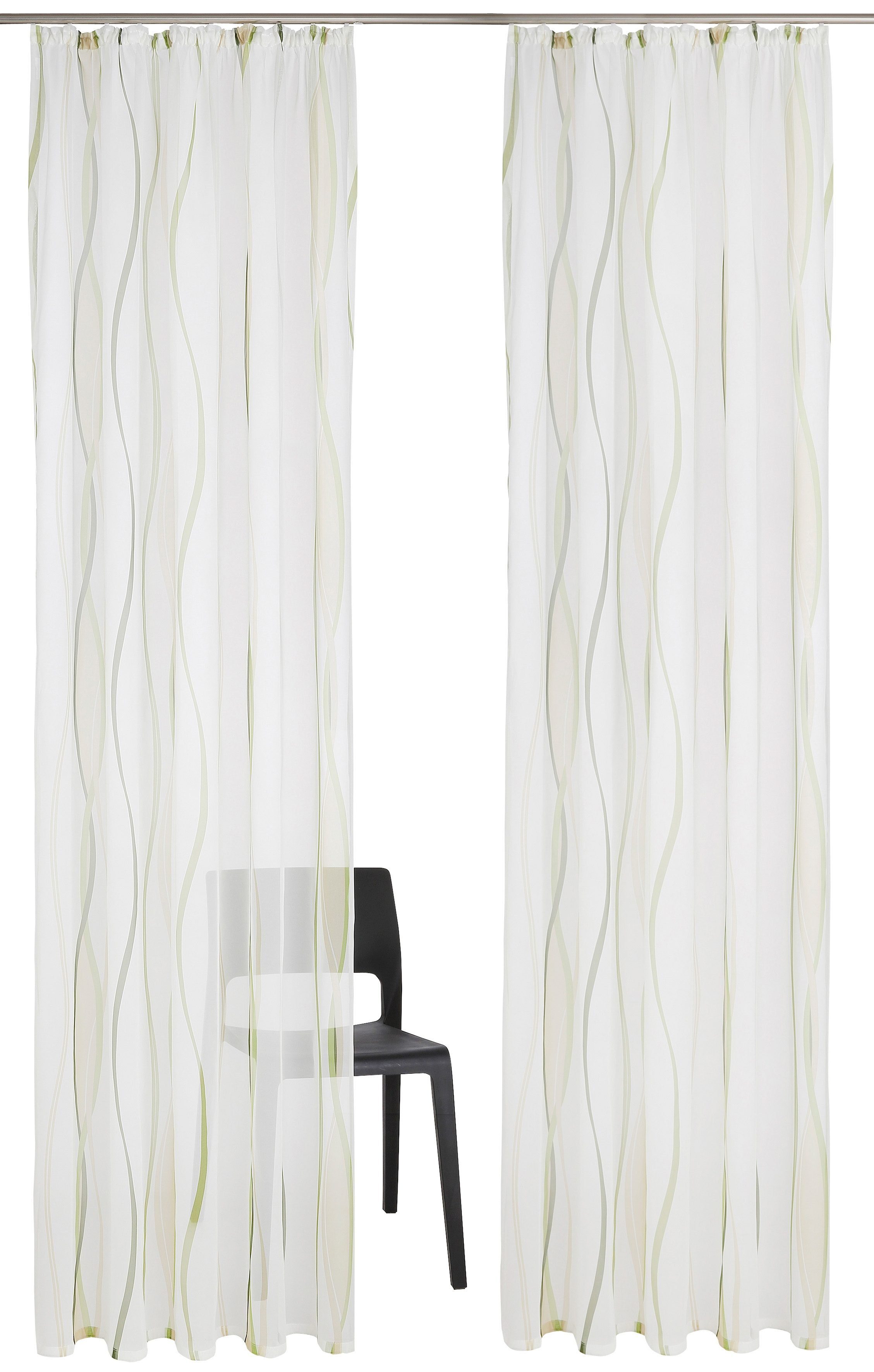 OTTO home Gardine Dimona, 2er-Set, Kräuselband, transparent, Wellenmotiv (2 St), Kräuselband, transparent, Voile, 2er-Set, Bestseller, Polyester, Wellen – Bild 2 von 5