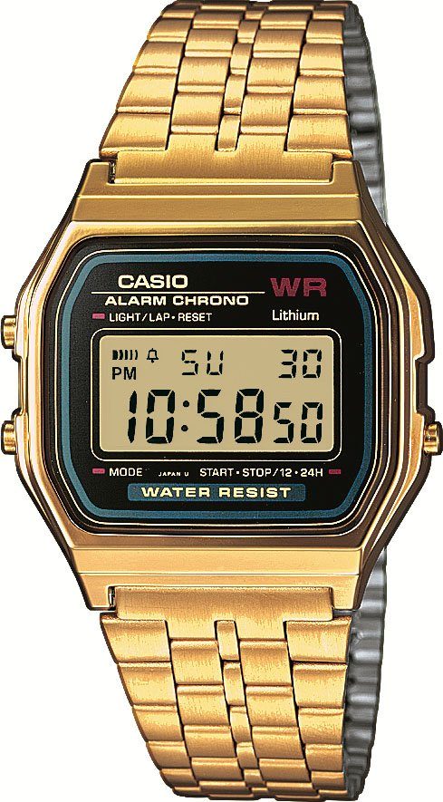 CASIO VINTAGE Chronograph A159WGEA-1EF, Quarzuhr, Armbanduhr, Damen, Herren, digital, retro, Stoppfunktion