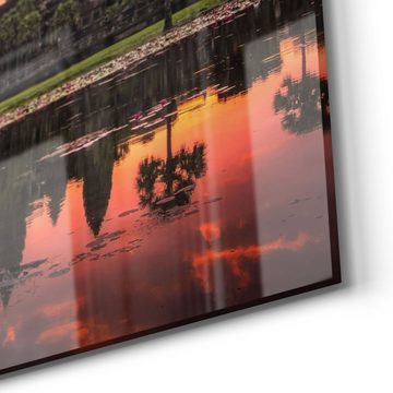 DEQORI Glasbild 'Angkor Wat in Morgenröte', 'Angkor Wat in Morgenröte', Glas Wandbild Bild schwebend modern