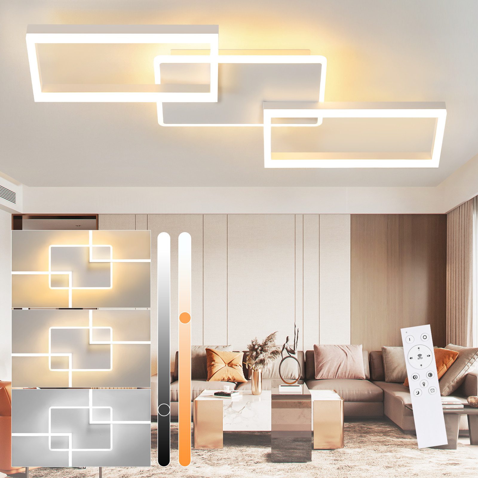 Nettlife LED Deckenleuchte Schwarz Dimmbar Wohnzimmer günstig online kaufen