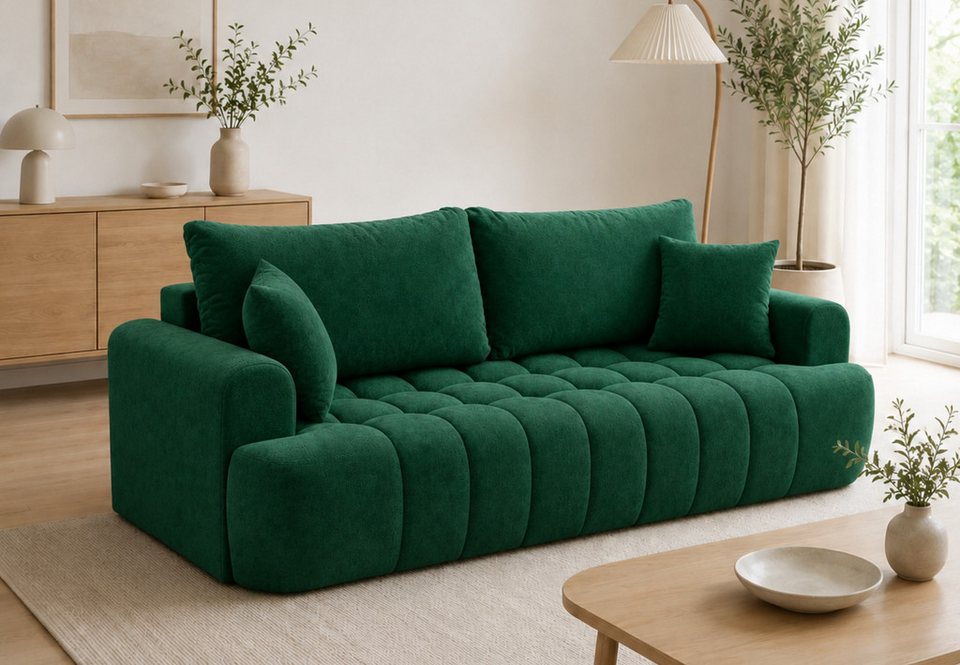 Home Collective Sofa Couch mit Schlaffunktion und Bettkasten Schlafsofa, 246 cm, Gästebett Schlafcouch ausziehbar, Polsterung aus Bonnell-Federkern